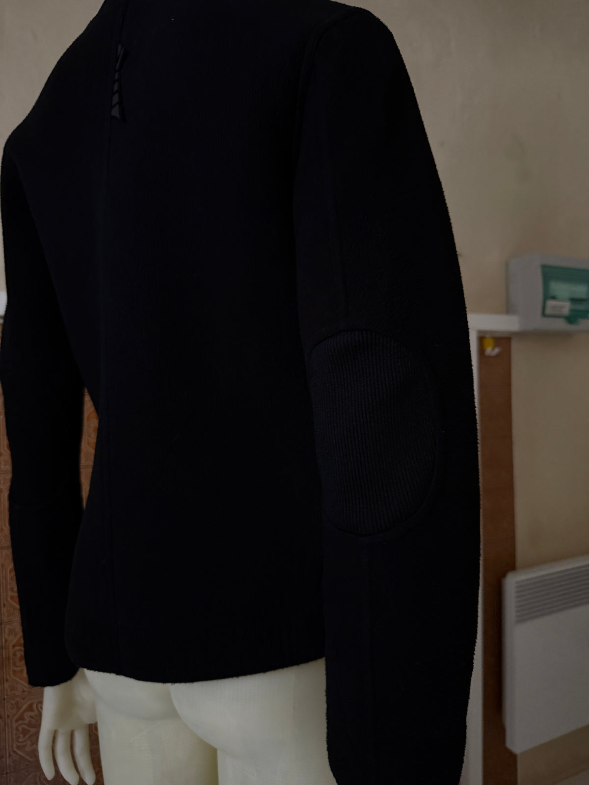 Vintage Cropped Cop Copine Black Fleece Velcro Jacket - S