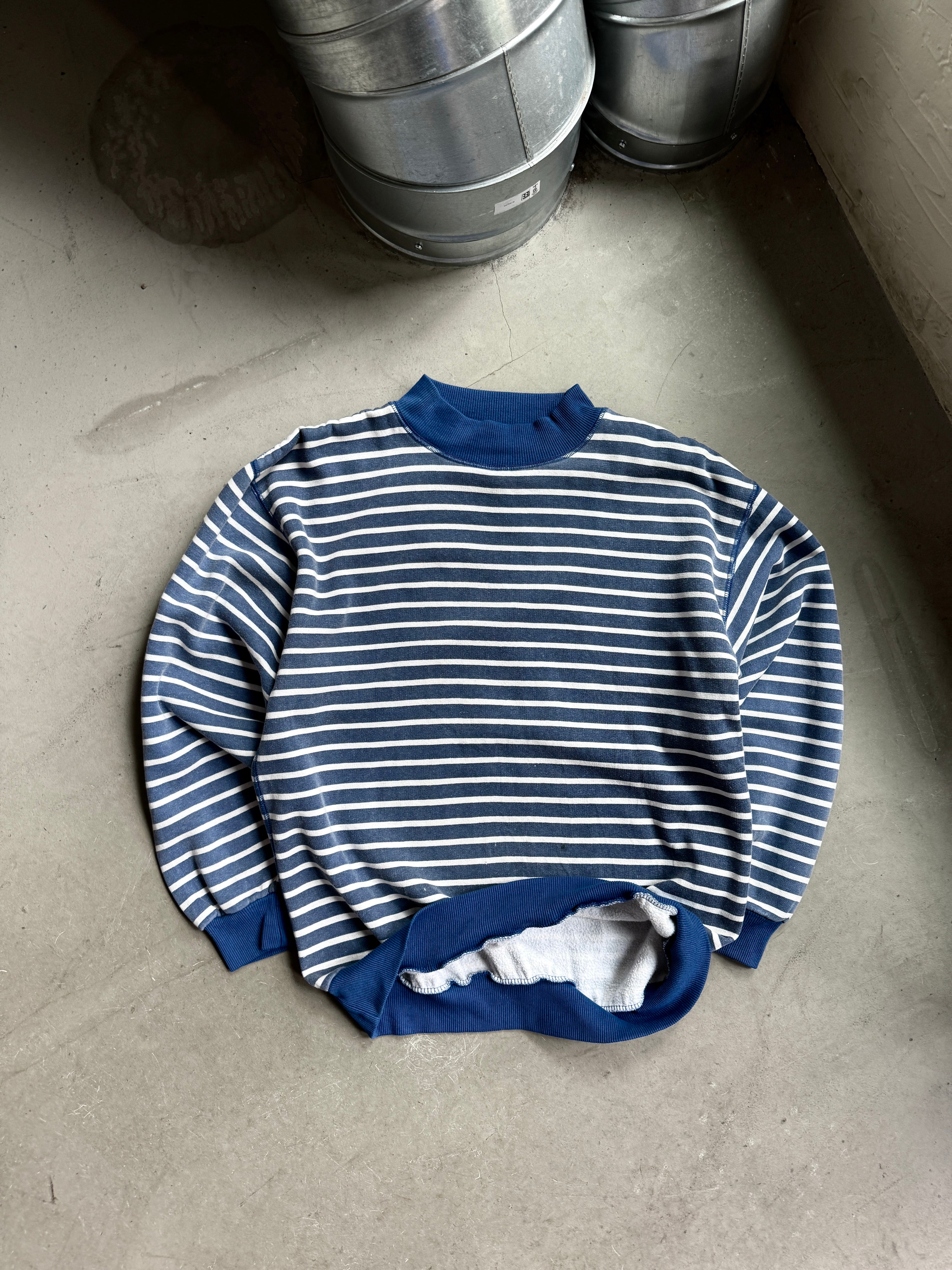 Vintage Sears Roebuck Trashed Striped Sailor Sweater Blue - M