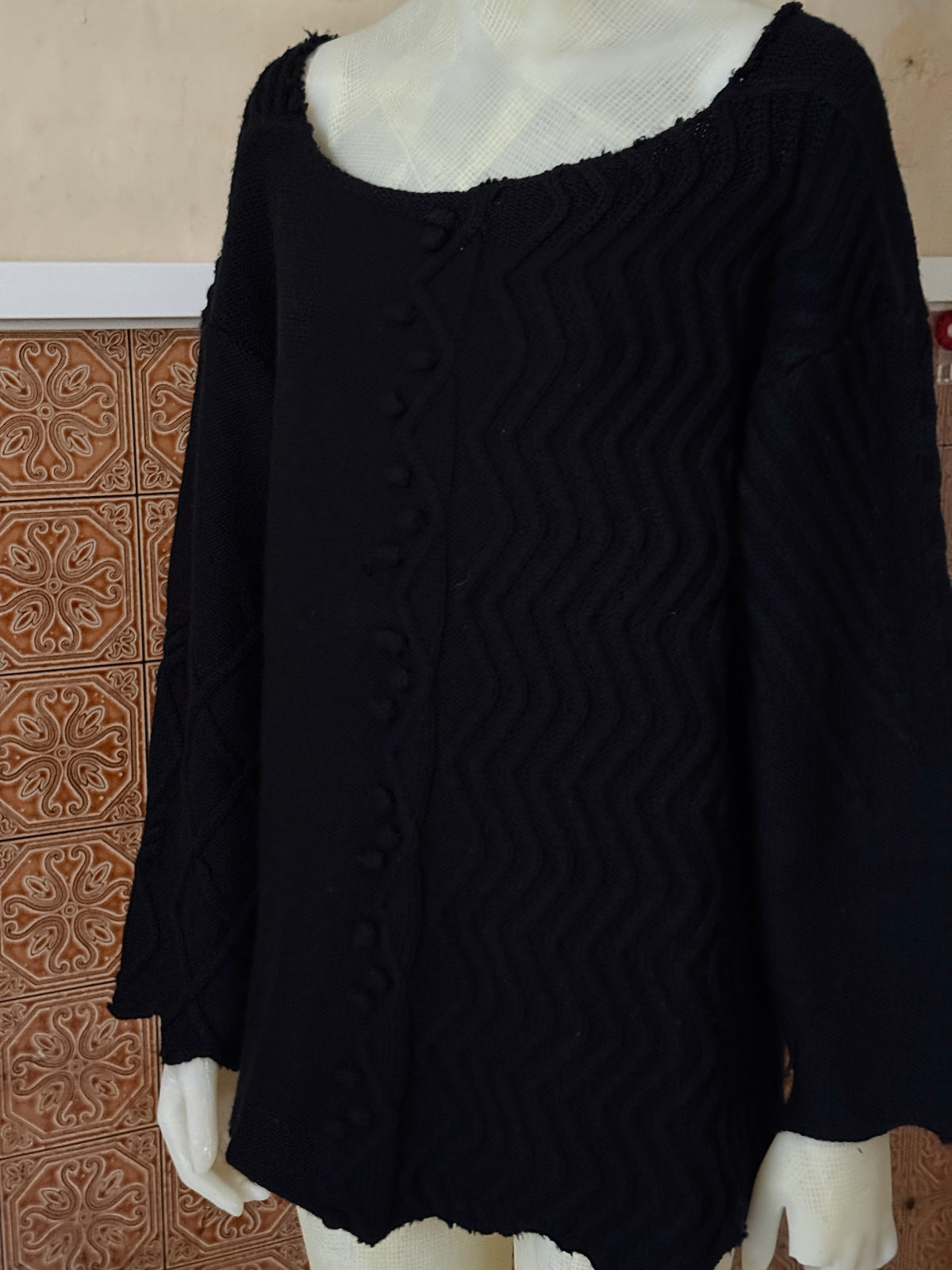 Vintage Bazar Christian Lacroix Chunky Black Geometric Knit - L