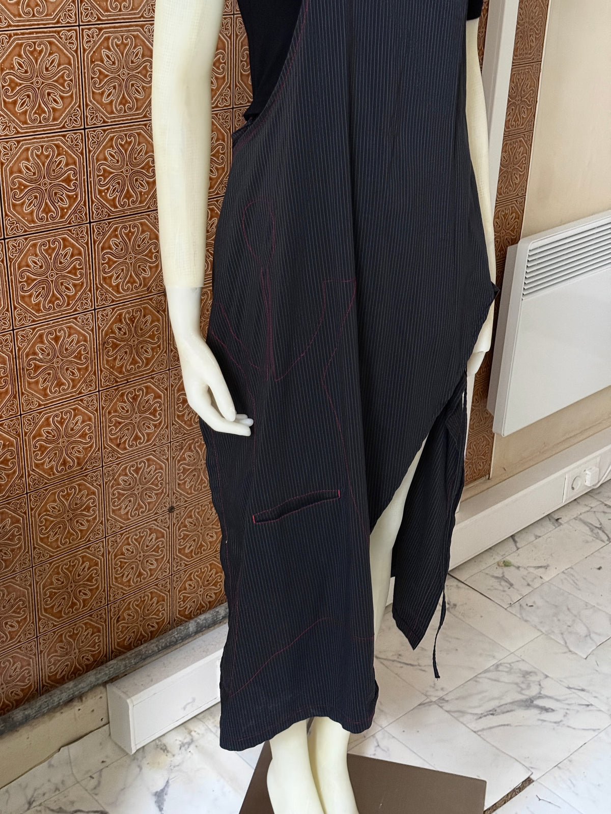 Vintage Cop Copine Asymetrical Black Patchwork Dress - S