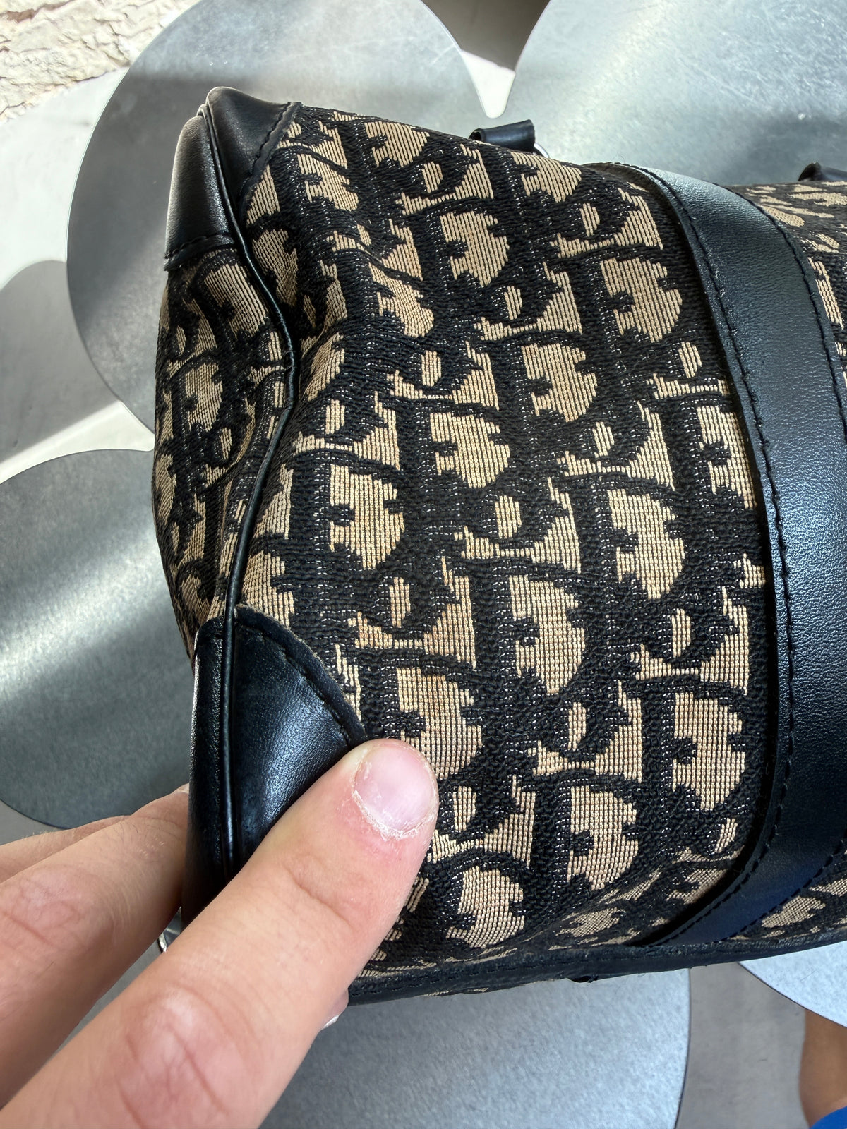 Vintage Dior Trotter Boston Bag Navy