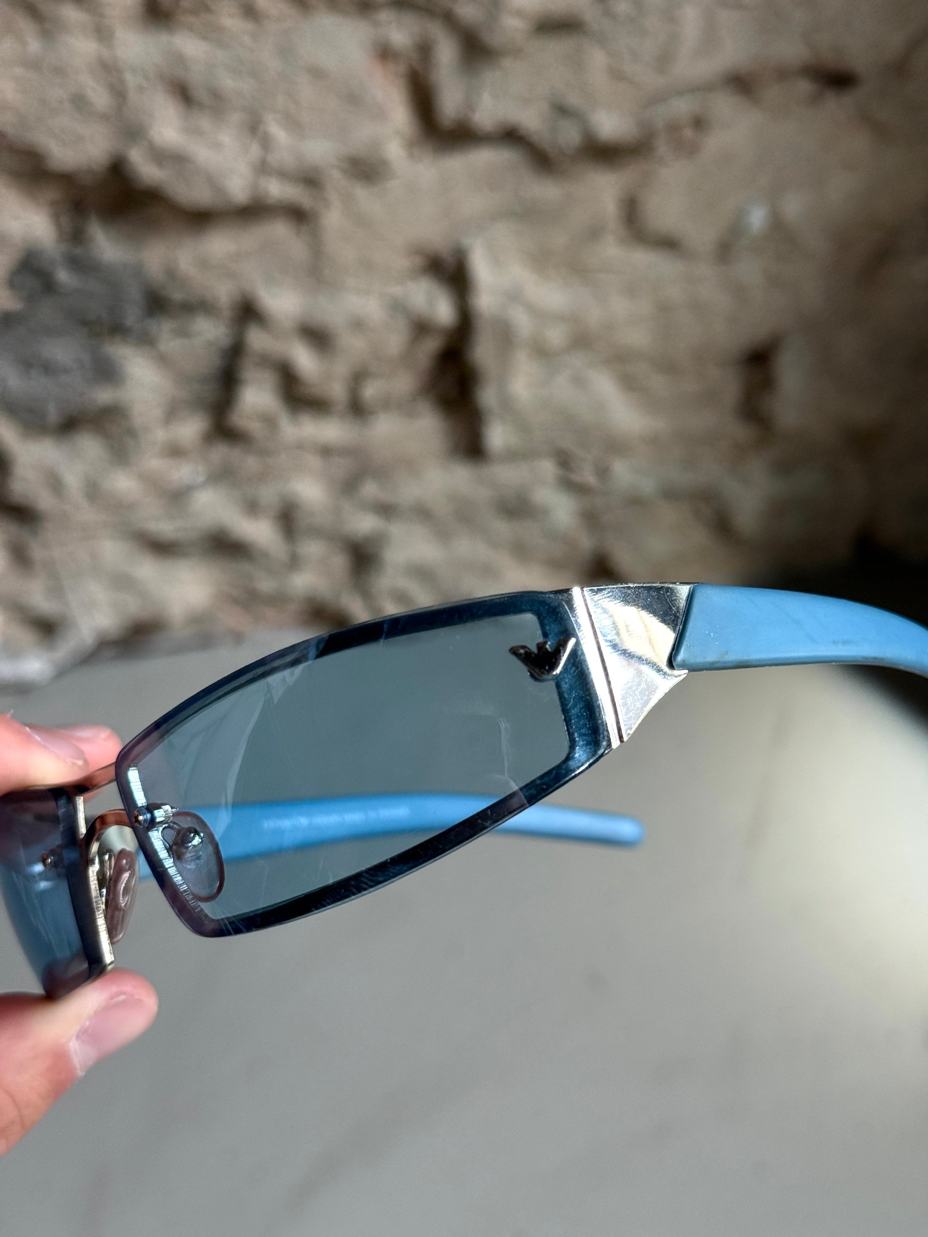 Vintage Emporio Armani Wrap Sunglasses Baby Blue