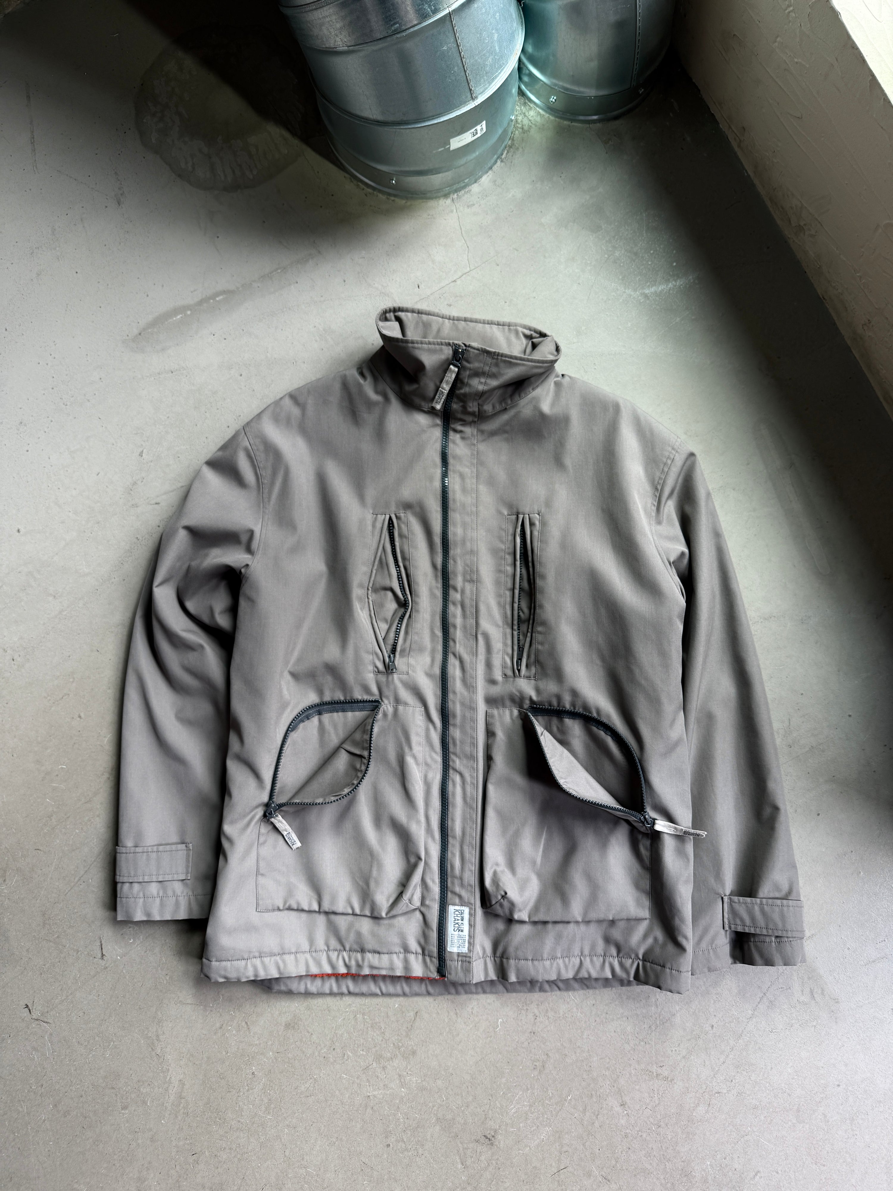 2000s Calvin Klein Fleece Lined Cargo Jacket Grey - L