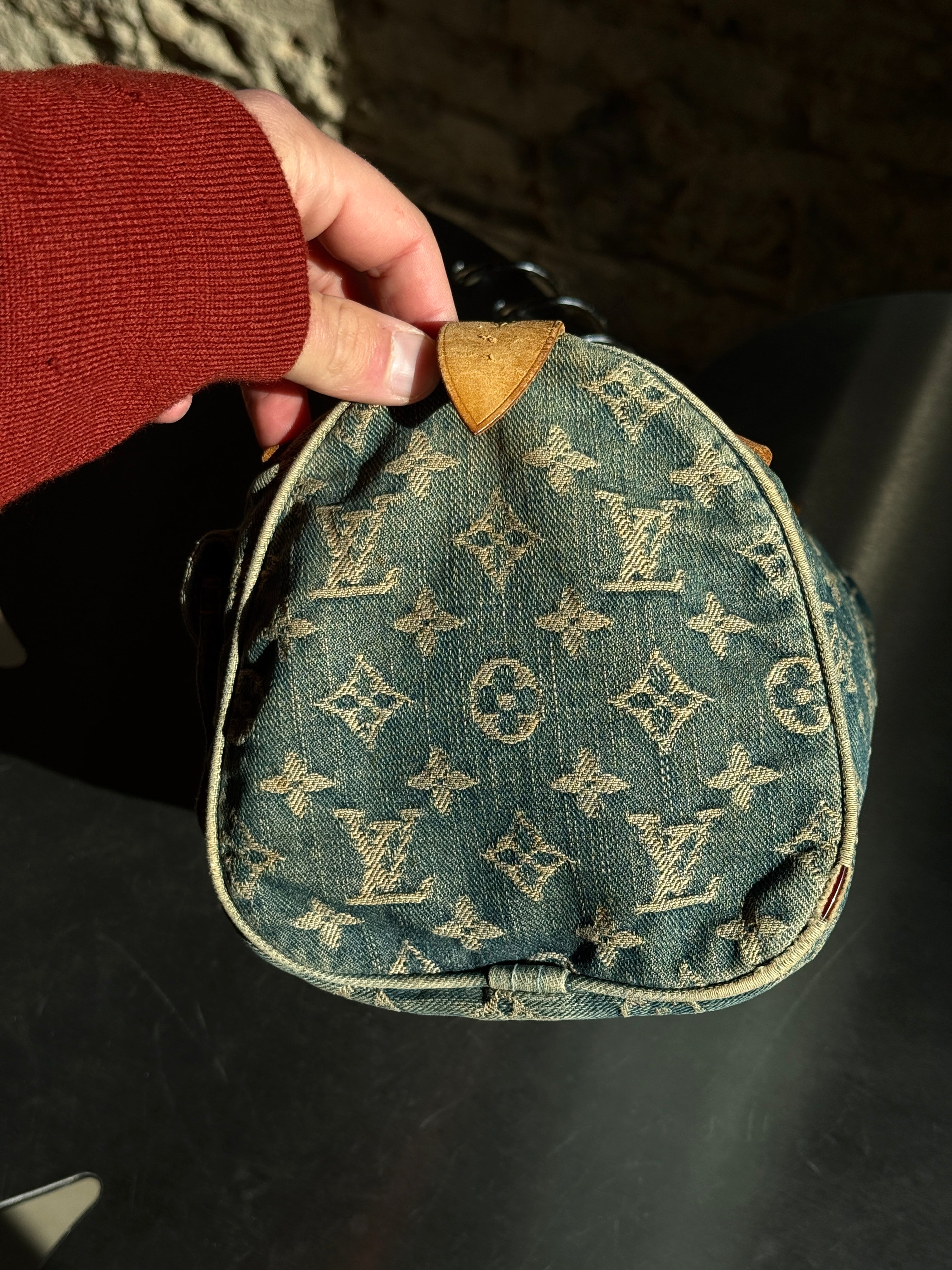 Vintage 2005 Louis Vuitton Denim Speedy Bag Blue (SP0095)