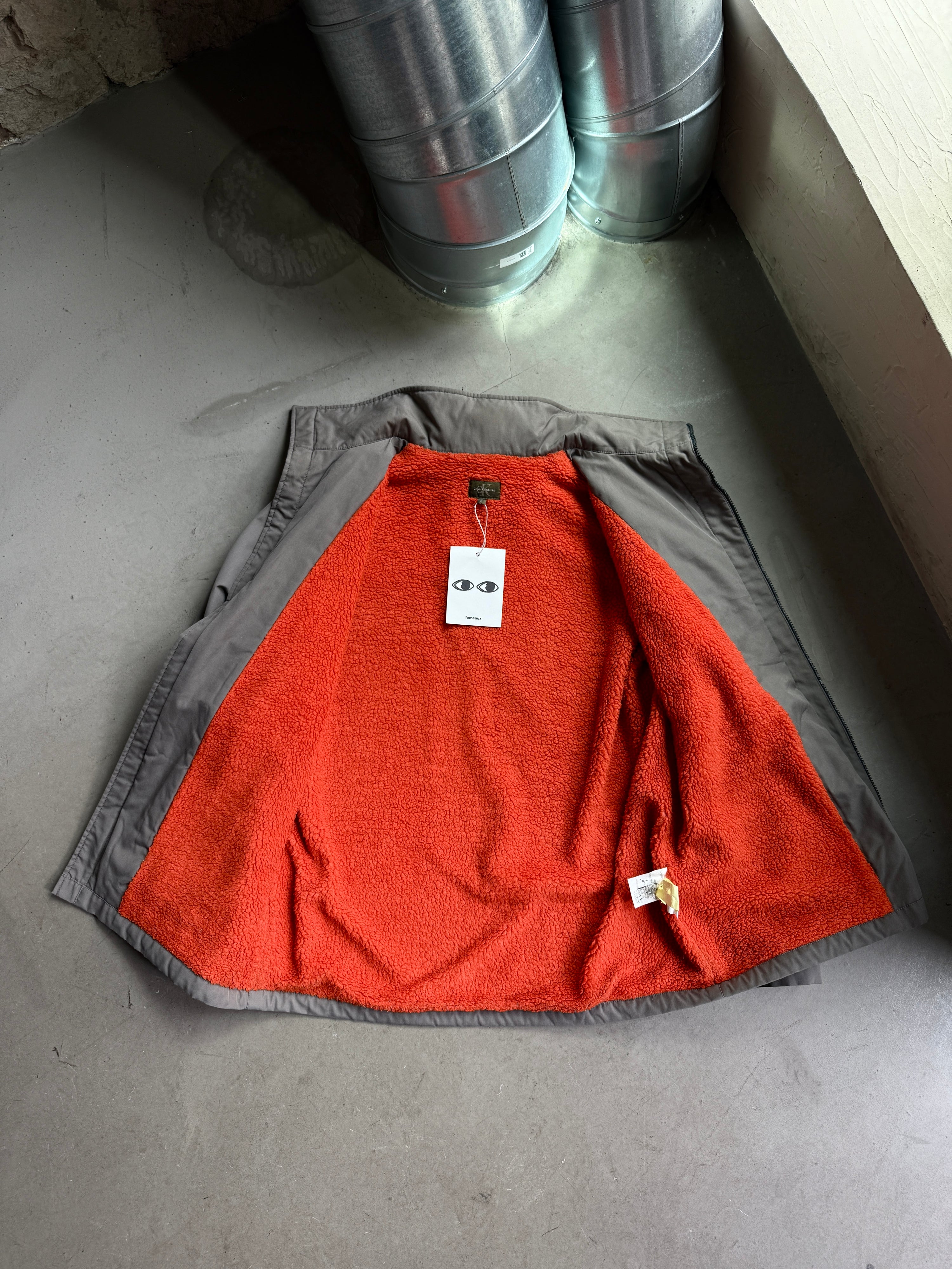 2000s Calvin Klein Fleece Lined Cargo Jacket Grey - L