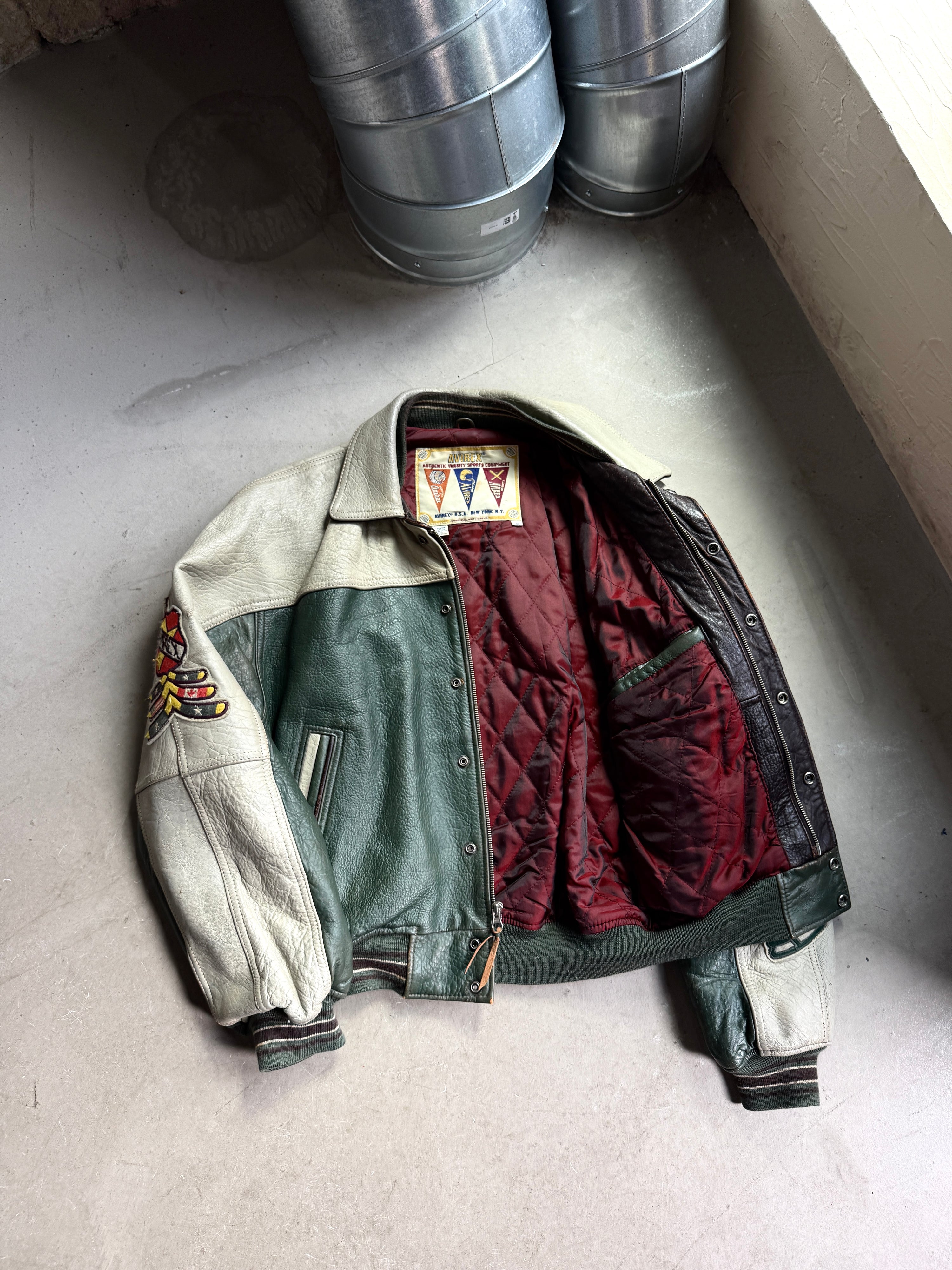 Vintage Avirex “Northwest Wild Bears” Varsity Leather Jacket M