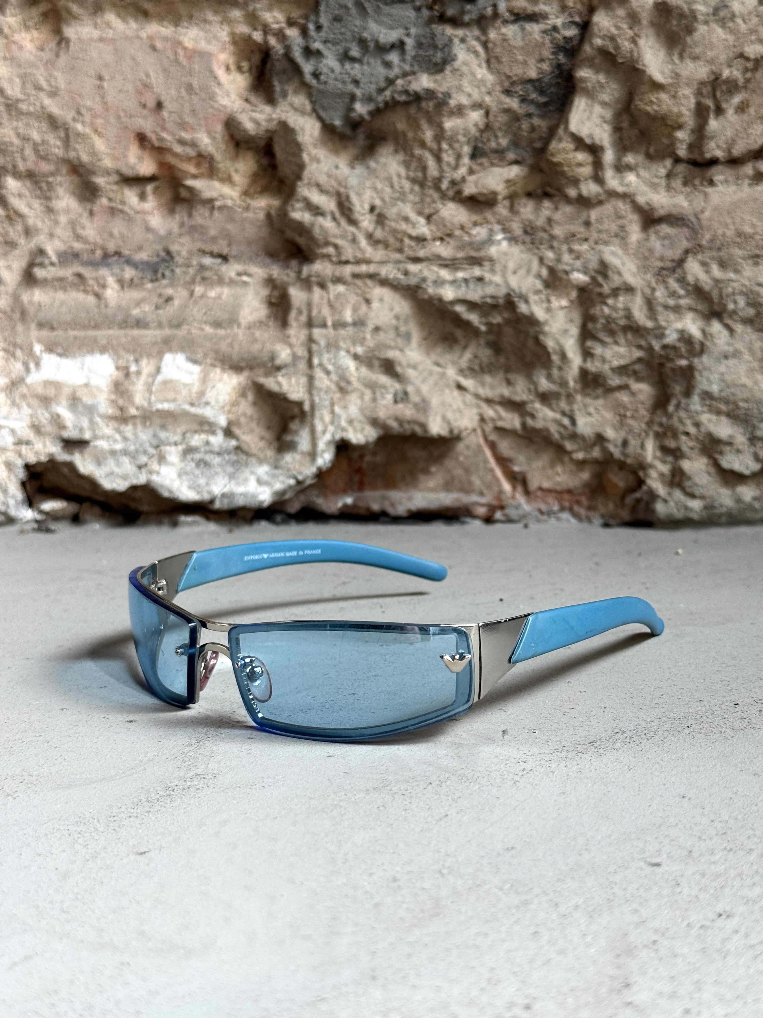 Vintage Emporio Armani Wrap Sunglasses Baby Blue