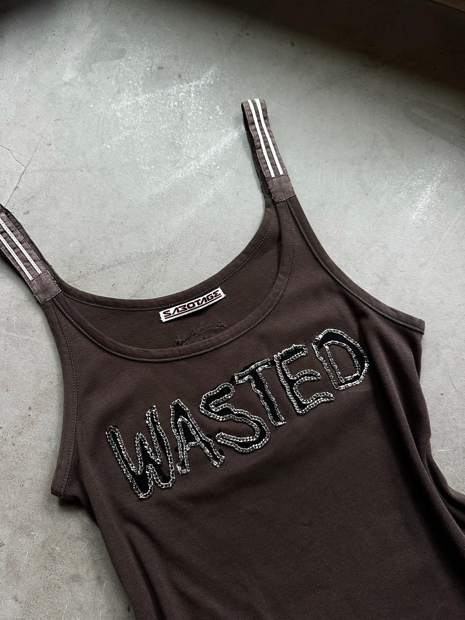 Vintage Sabotage “Wasted” Tank Top Brown - S