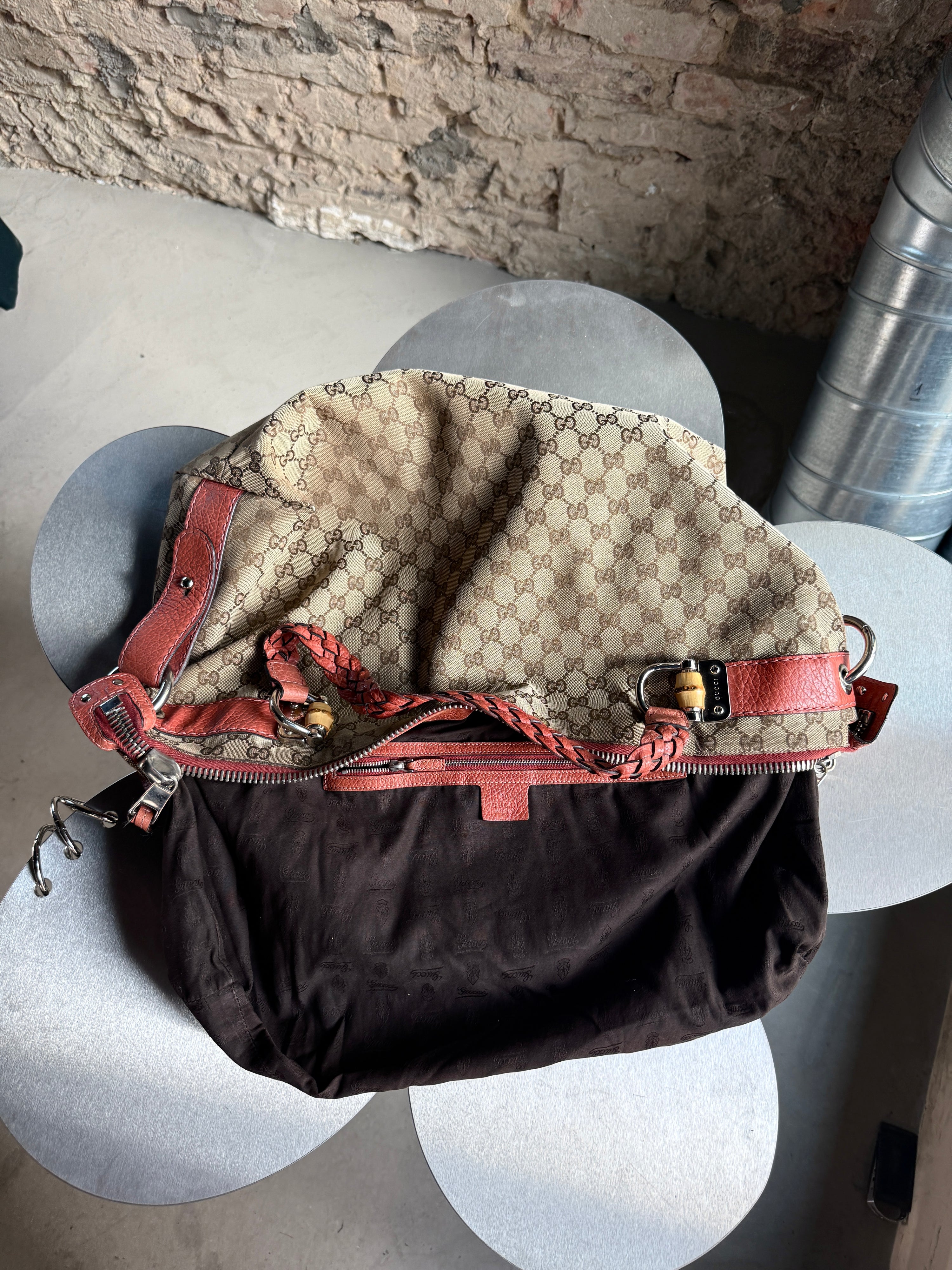 Vintage Gucci GG Bamboo Bar Shoulder Bag (Orange Braided Strap)