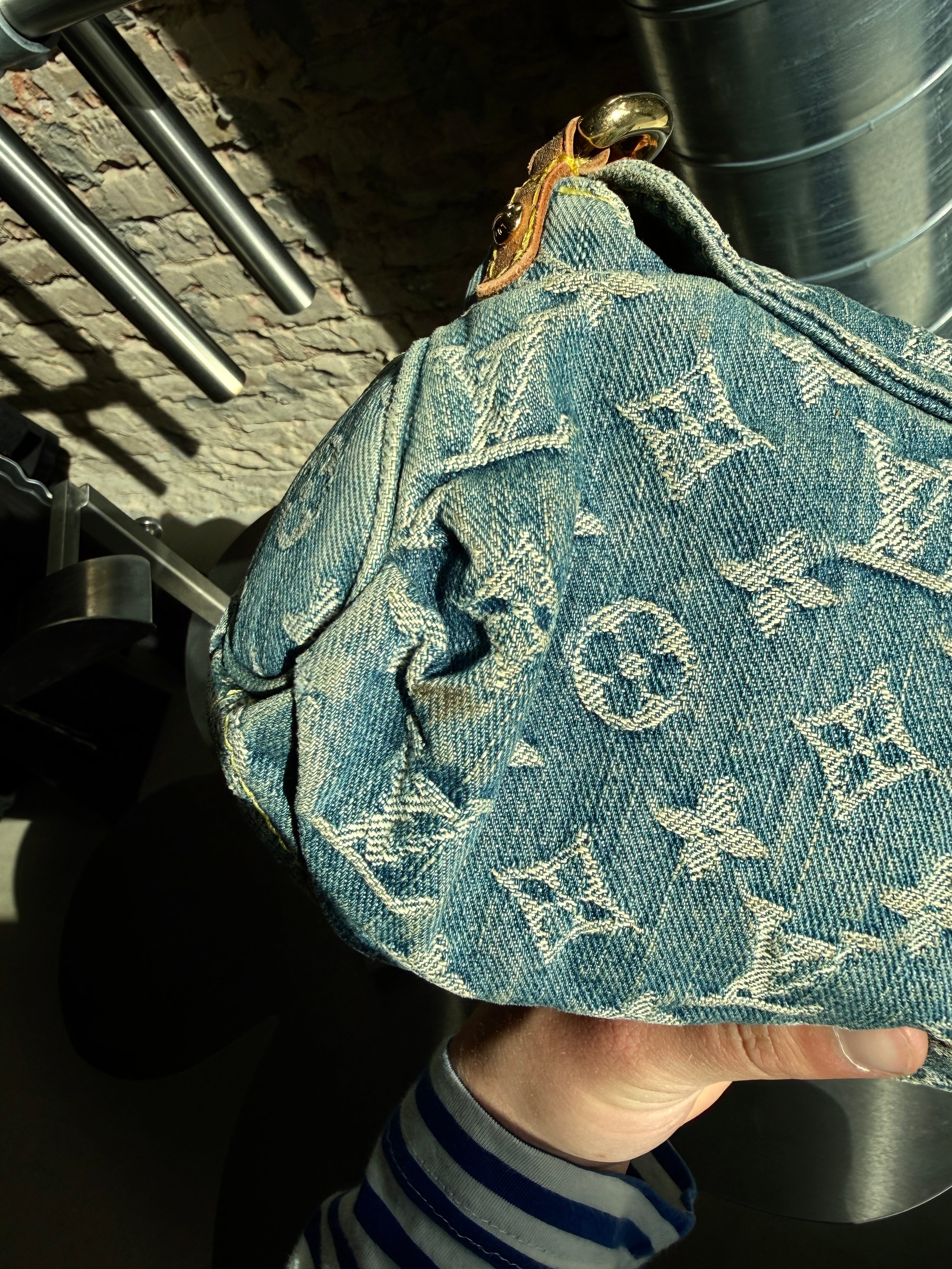 Vintage 2005 Louis Vuitton Denim Monogram Mini Pleaty Shoulder Bag (CA0075)