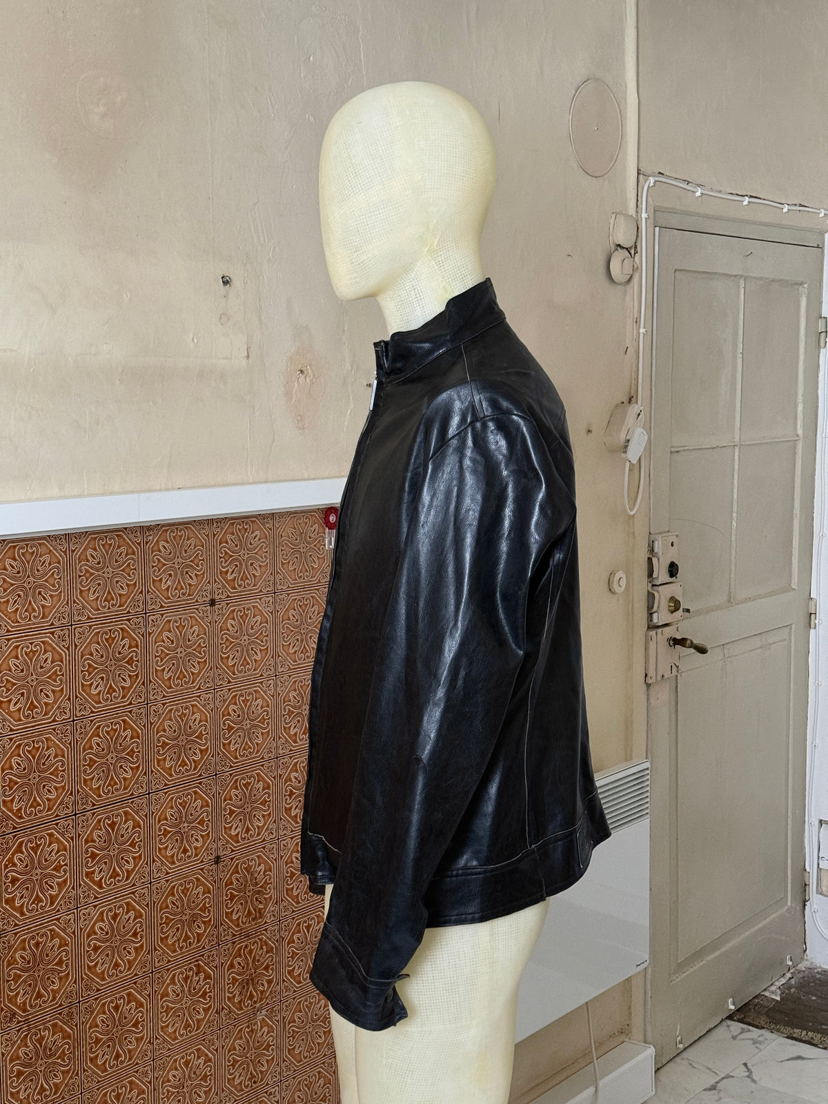 Vintage 2000s Gianfranco Ferré Black Faux Leather Jacket - M