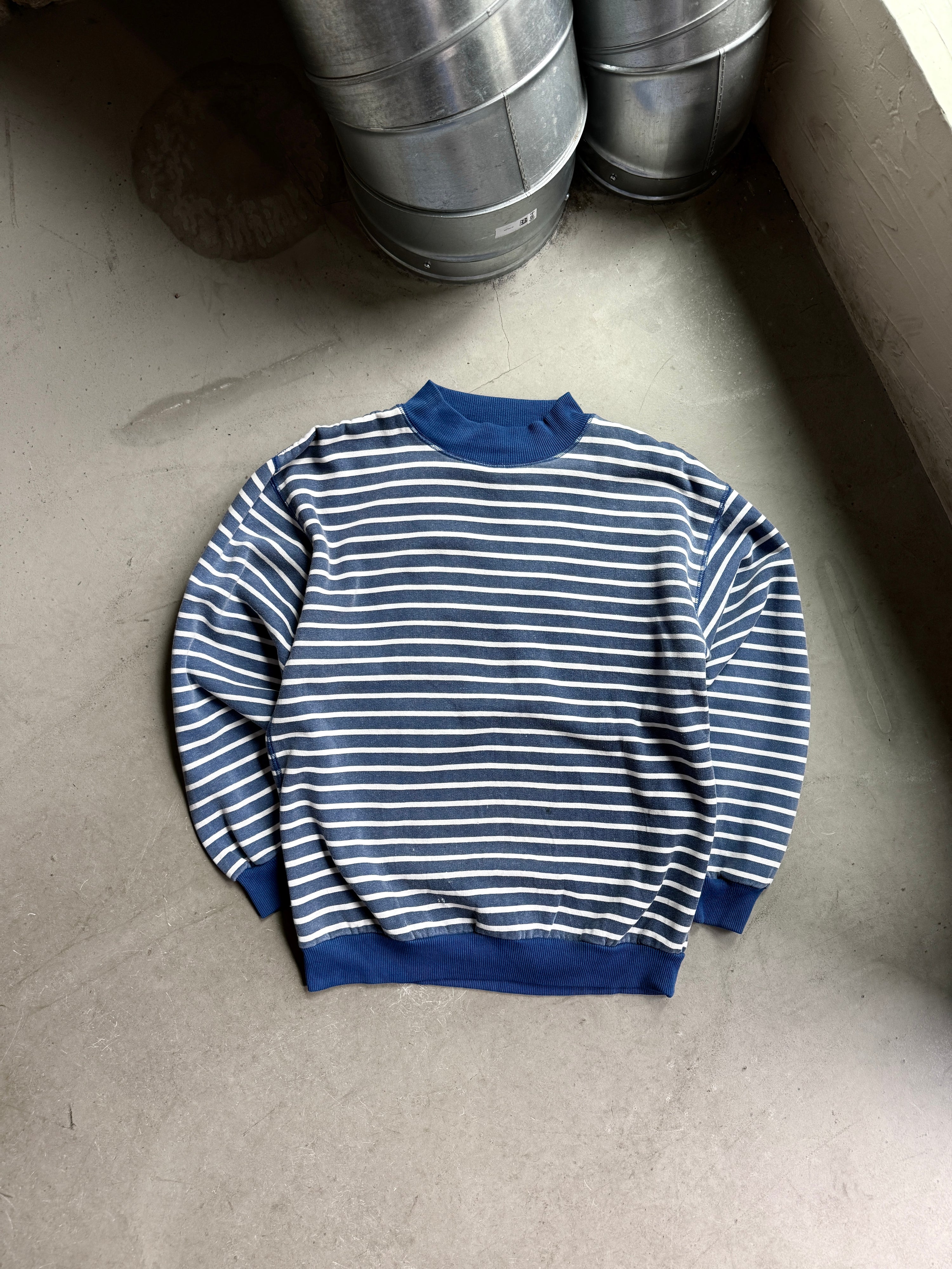 Vintage Sears Roebuck Trashed Striped Sailor Sweater Blue - M