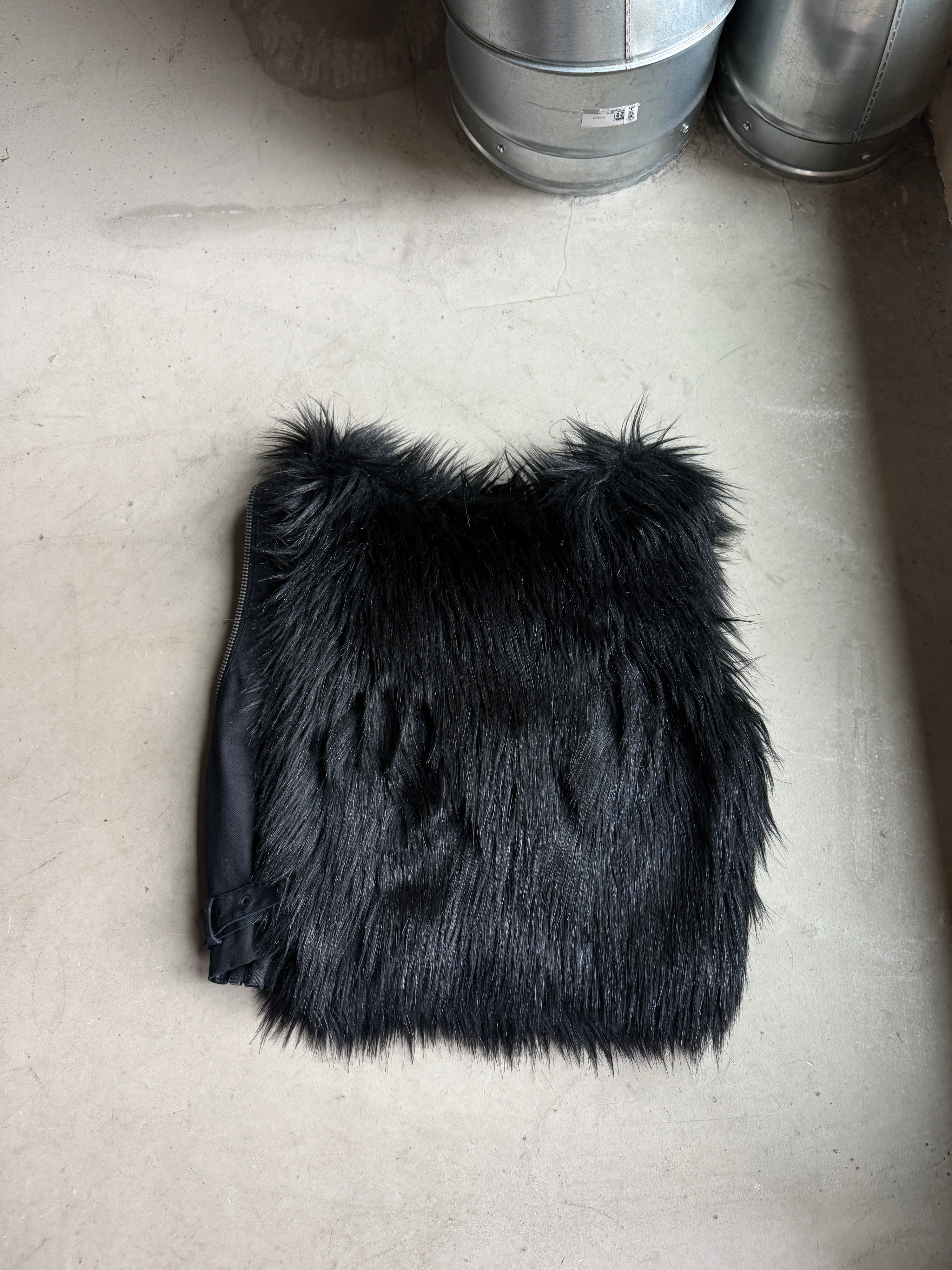 Vintage 2000s Diesel Faux Fur Vest Black - XS