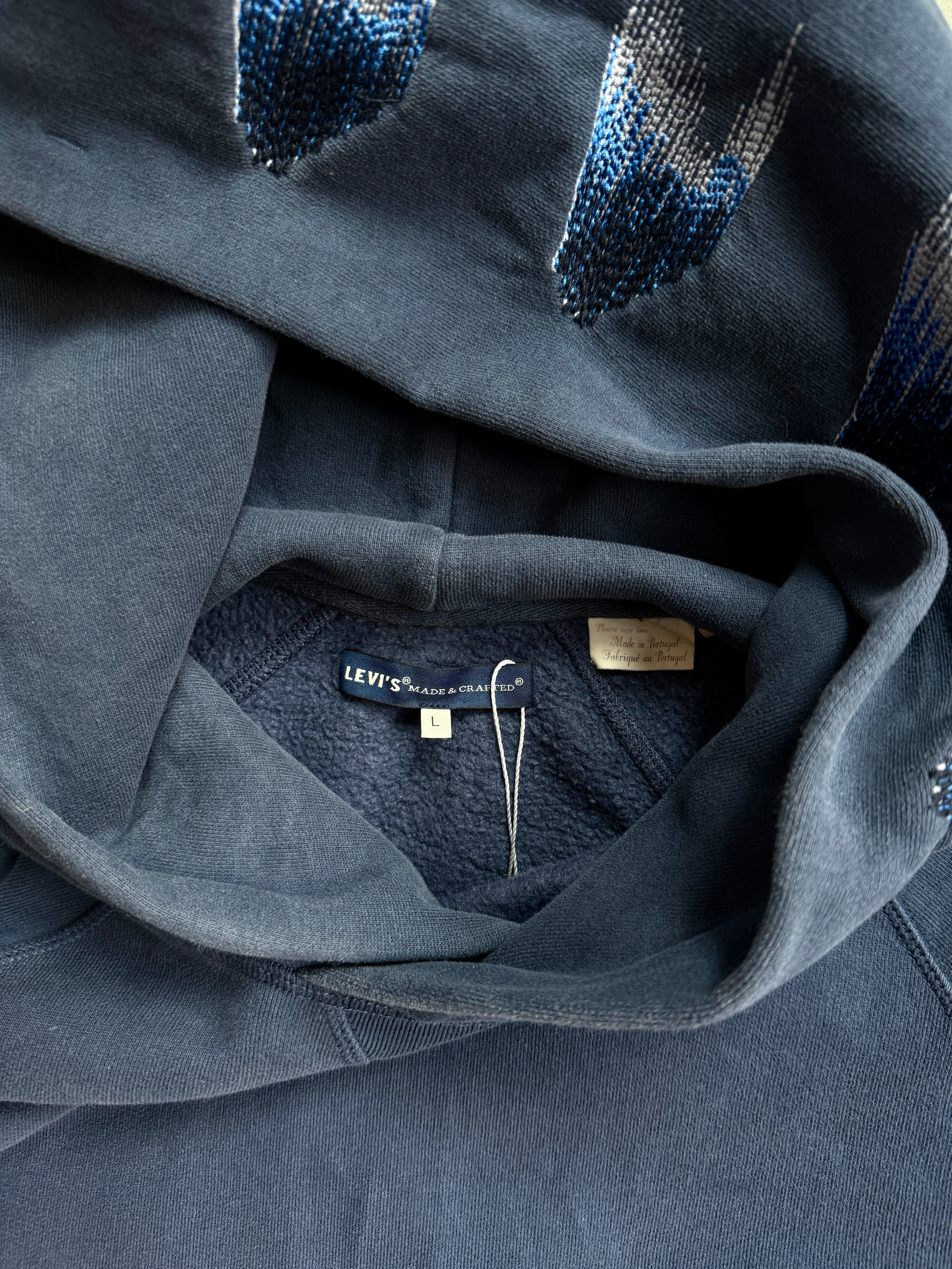 Cropped Levis SS2019 Made & Crafted Unhemmed Hoodie Navy - XL