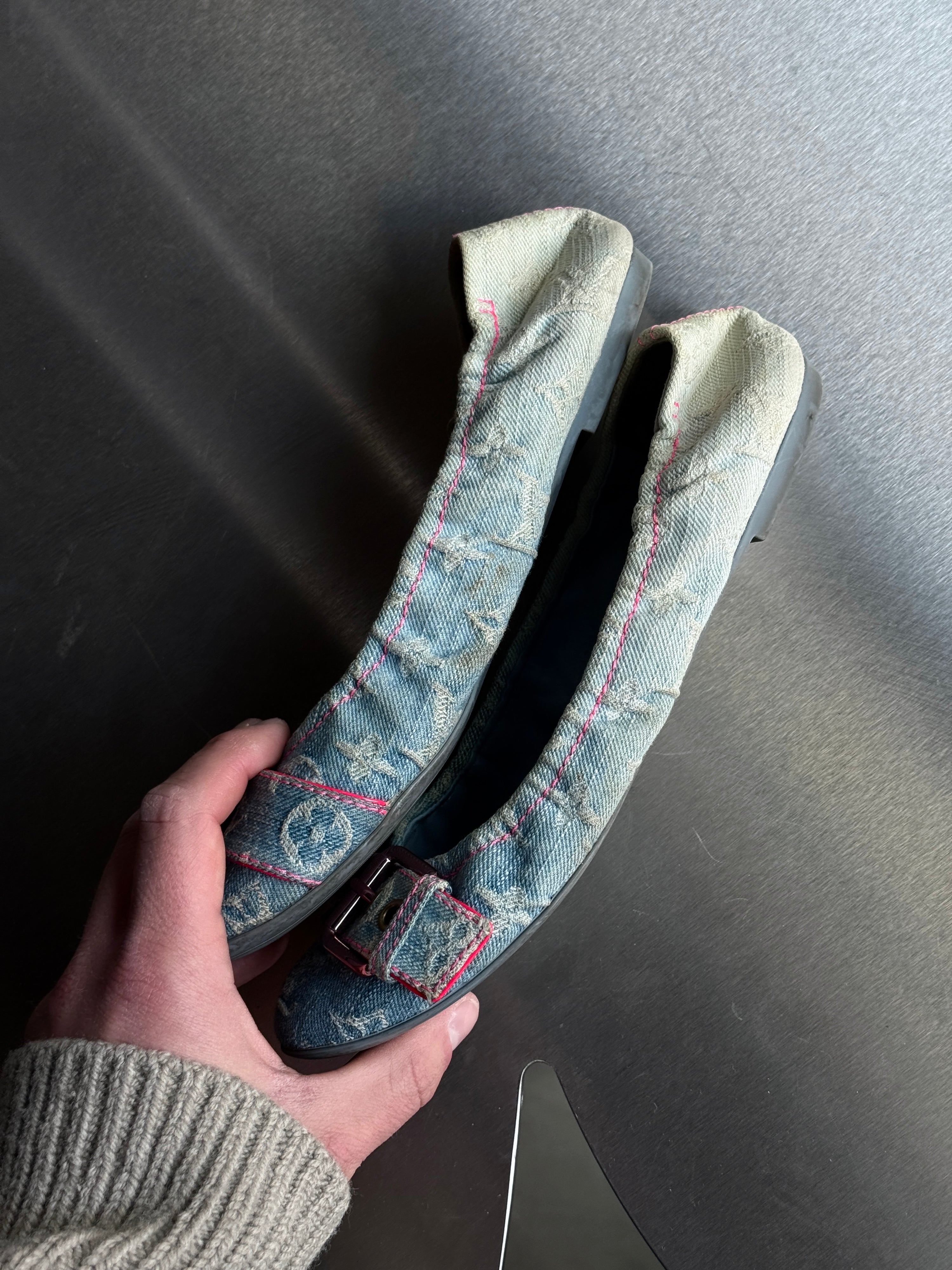 Louis Vuitton Blue Denim Ballet Flats (with Box) - EU 37.5