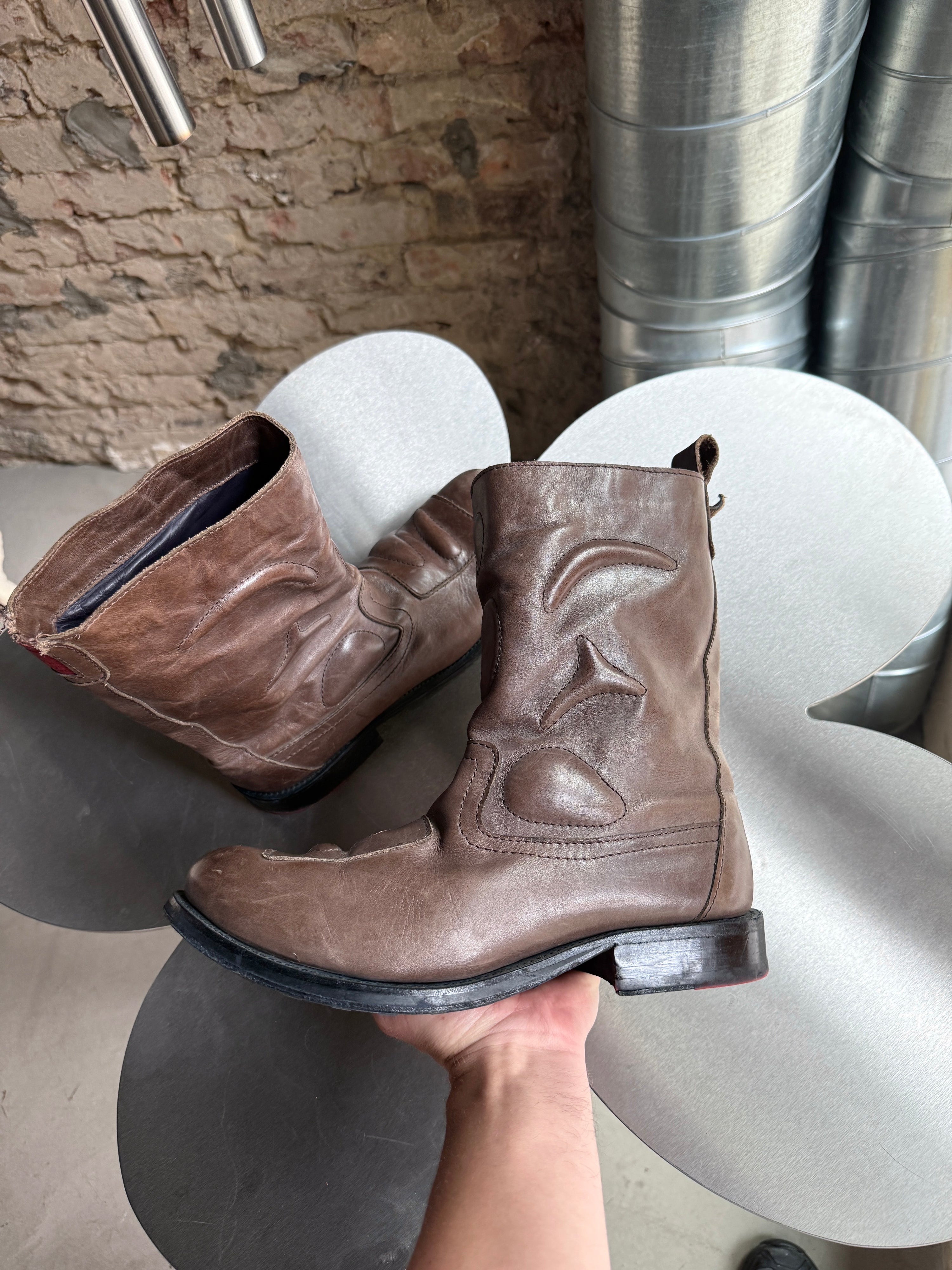 Vintage 2000s Marithé + François Girbaud Brown Ankle Leather Boots - EU 41
