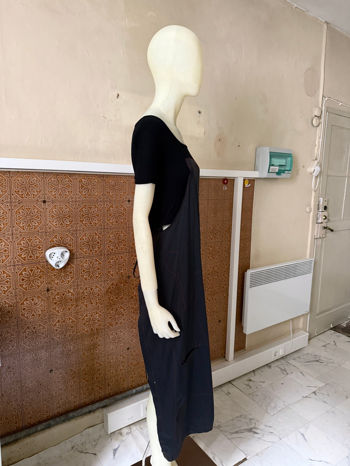 Vintage Cop Copine Asymetrical Black Patchwork Dress - S