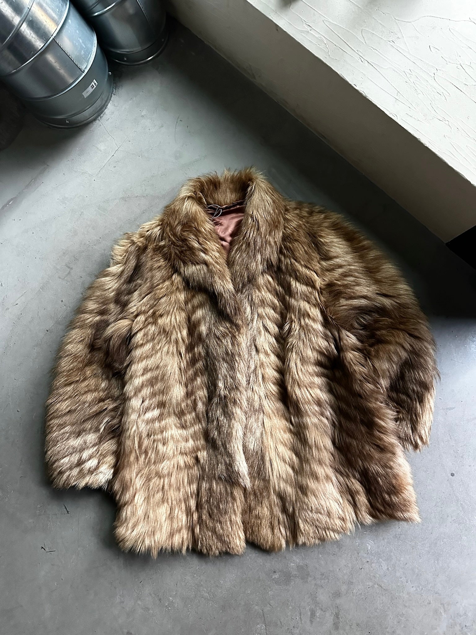 Vintage Fox Fur Coat Beige - XL