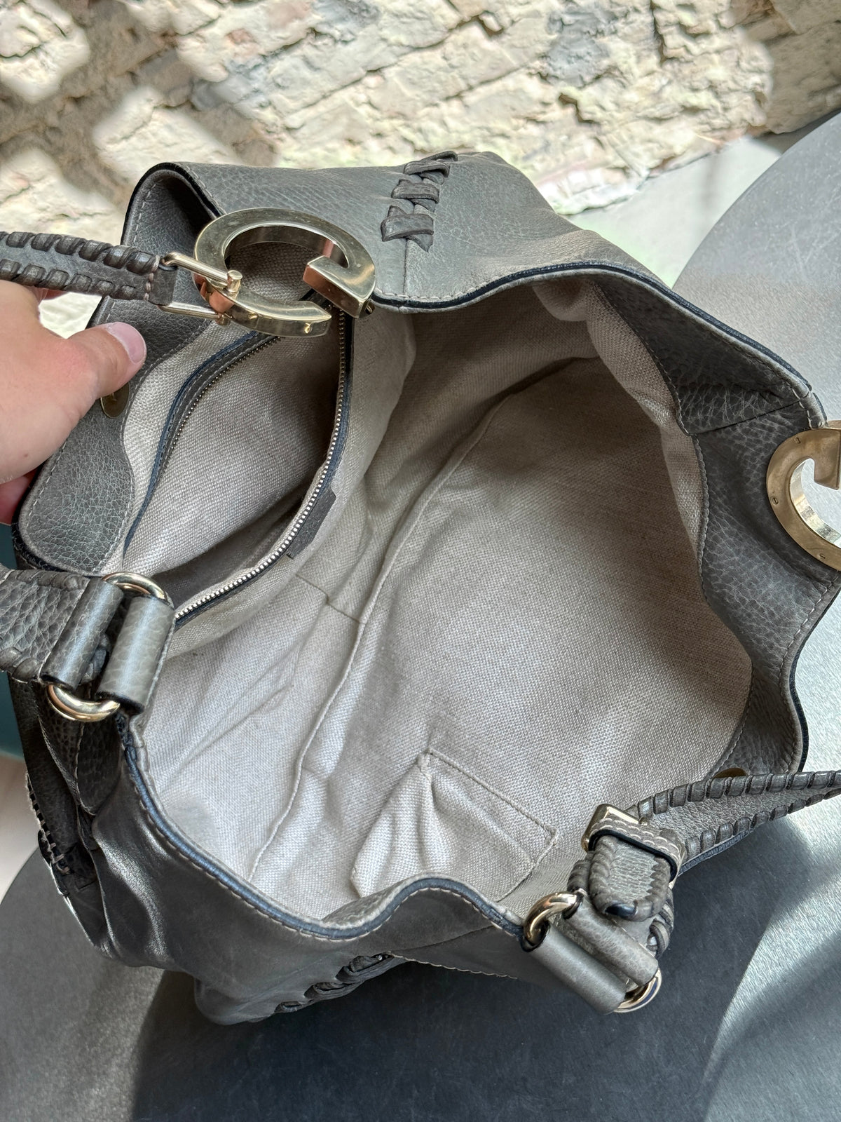 Gucci Gray Leather Charlotte Tote Bag