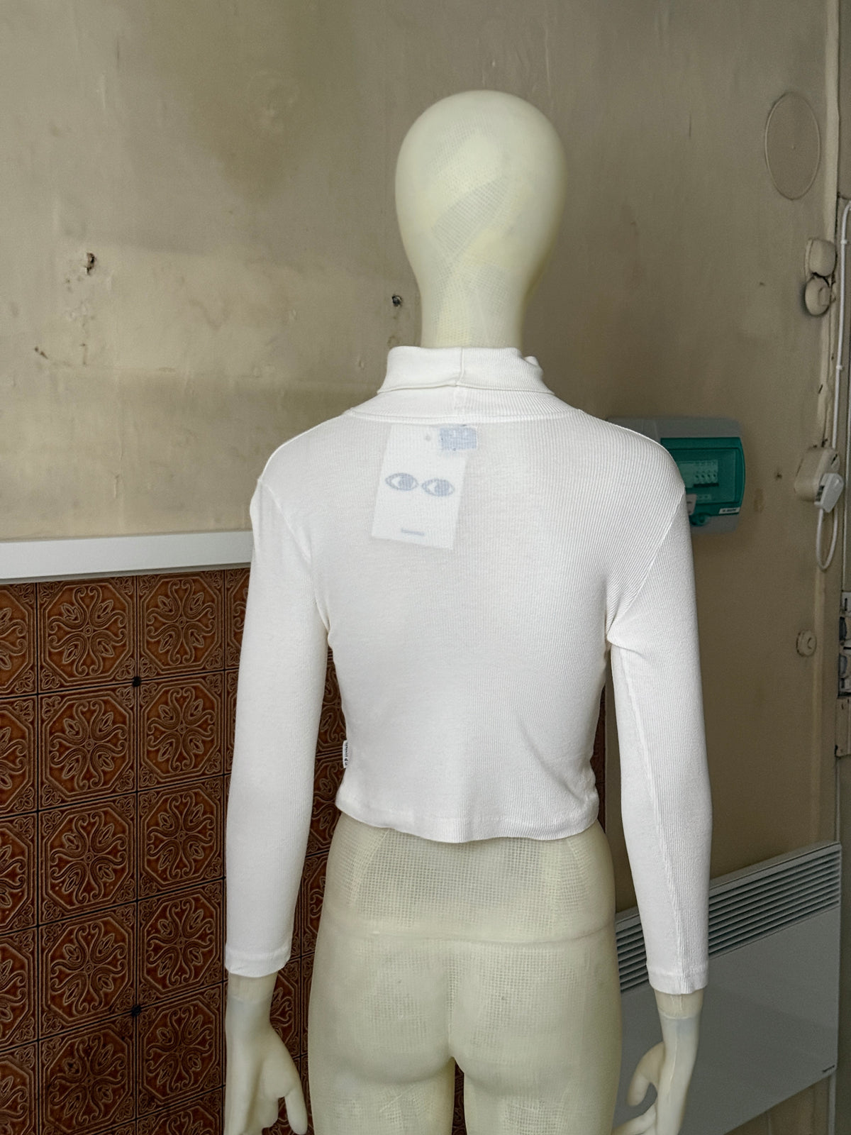 Vintage CP Company Cropped White Turtleneck Longsleeve Top - XS