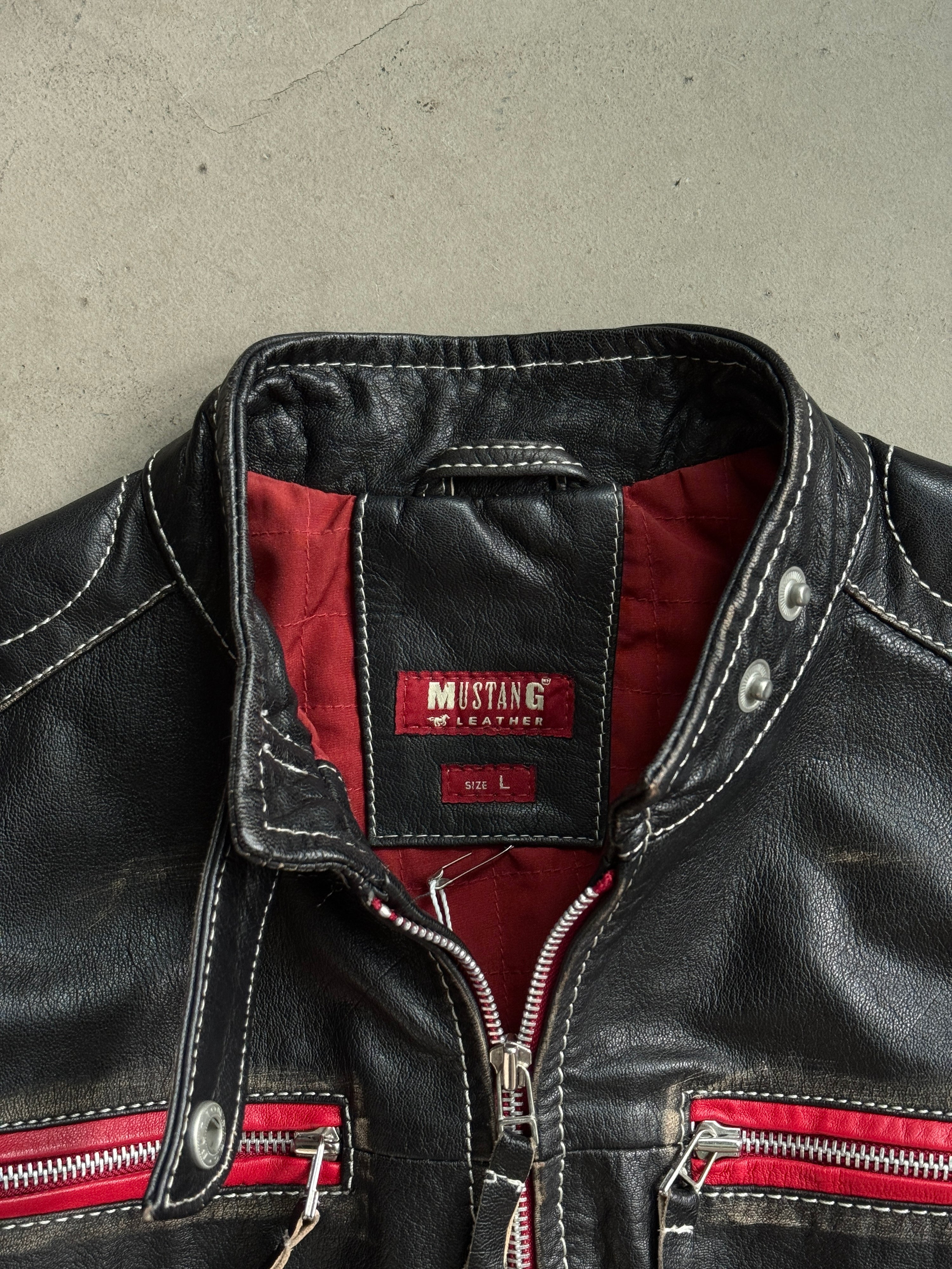 Vintage Mustang "MSD32" Biker Leather Jacket Black - S