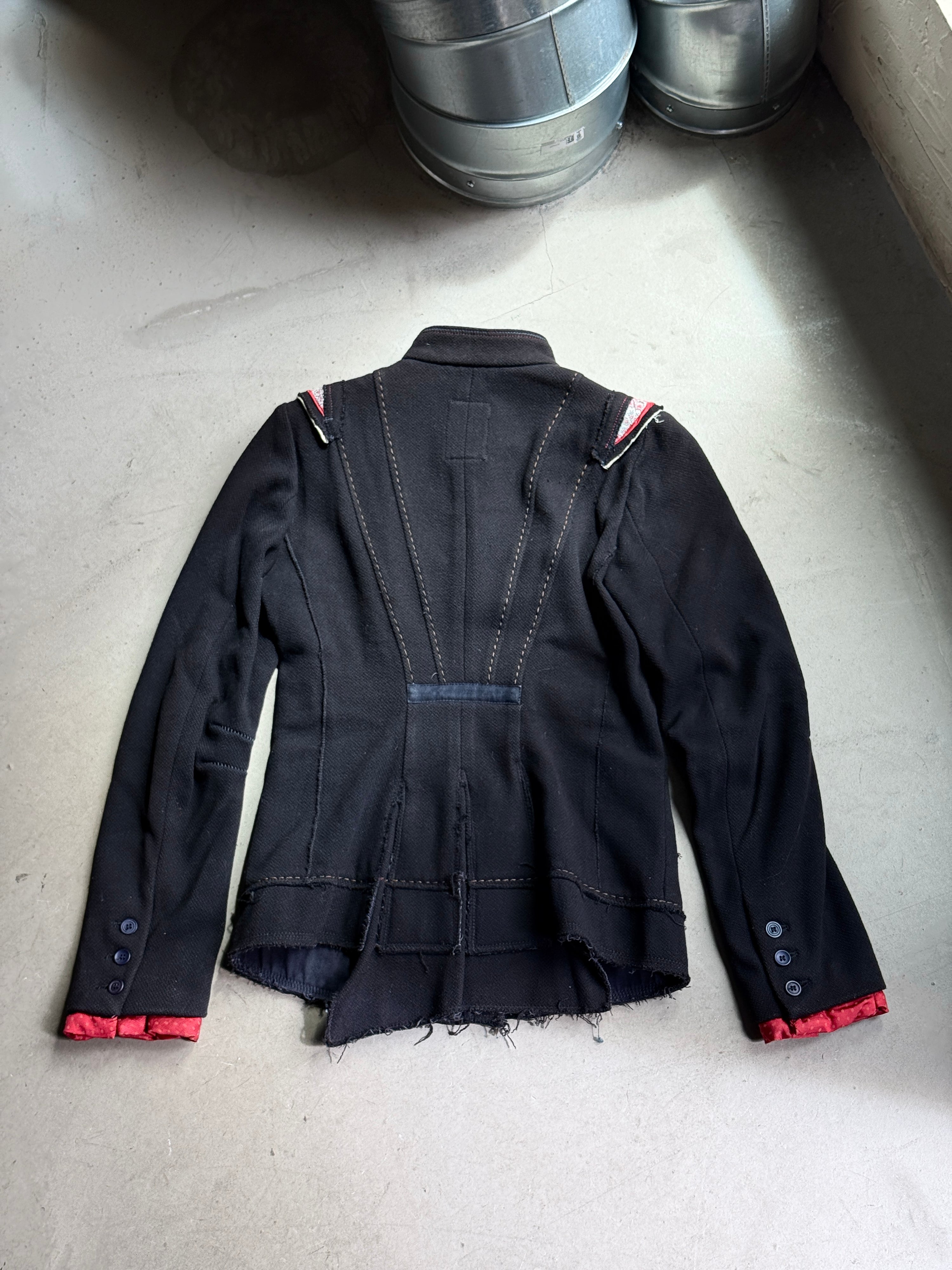 2000s Marithé + François Girbaud Asymmetrical Buttoned Black Officer Jacket - S