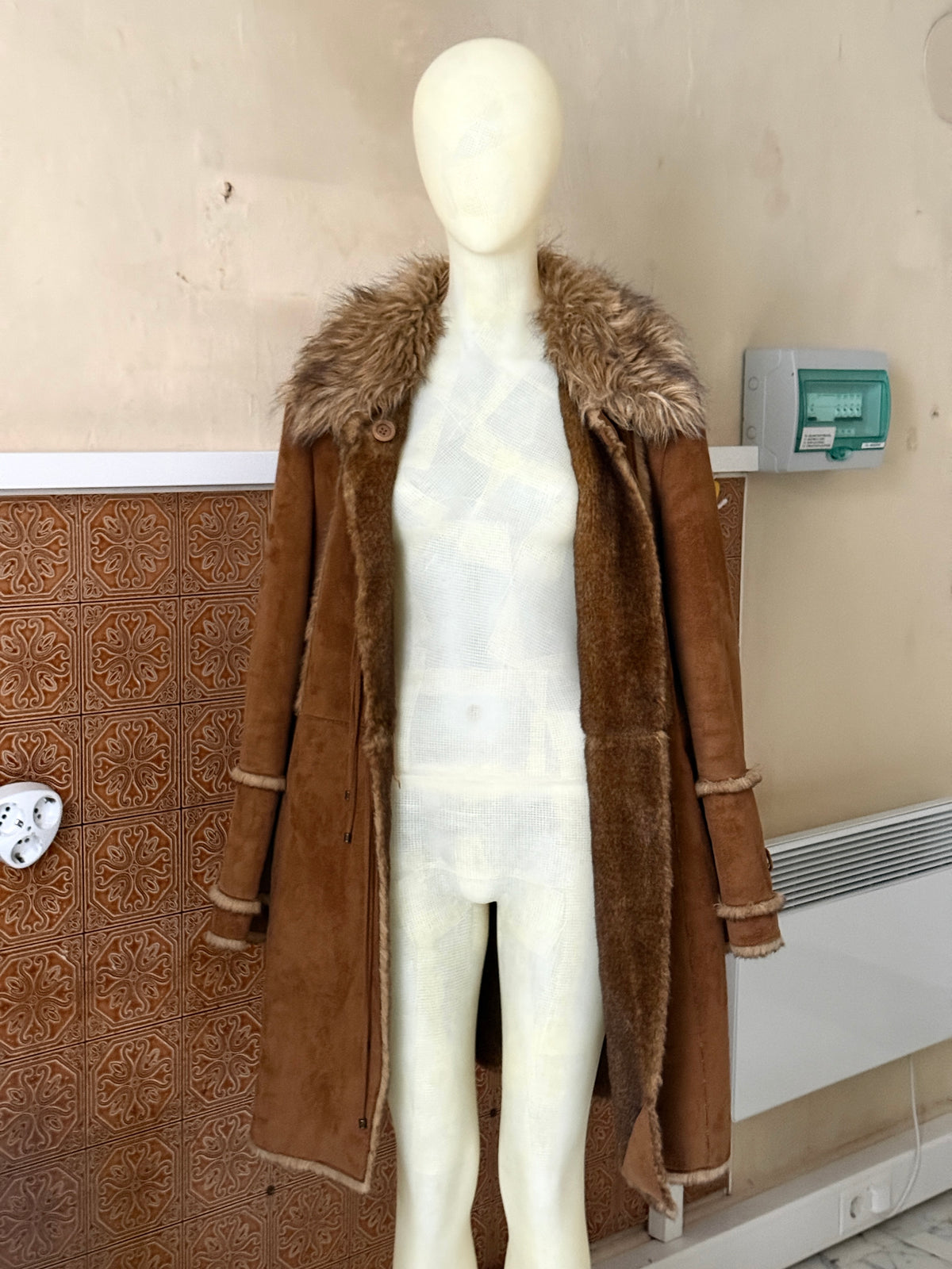 Vintage Balmain Faux Fur Brown Penny Lane Coat - XL