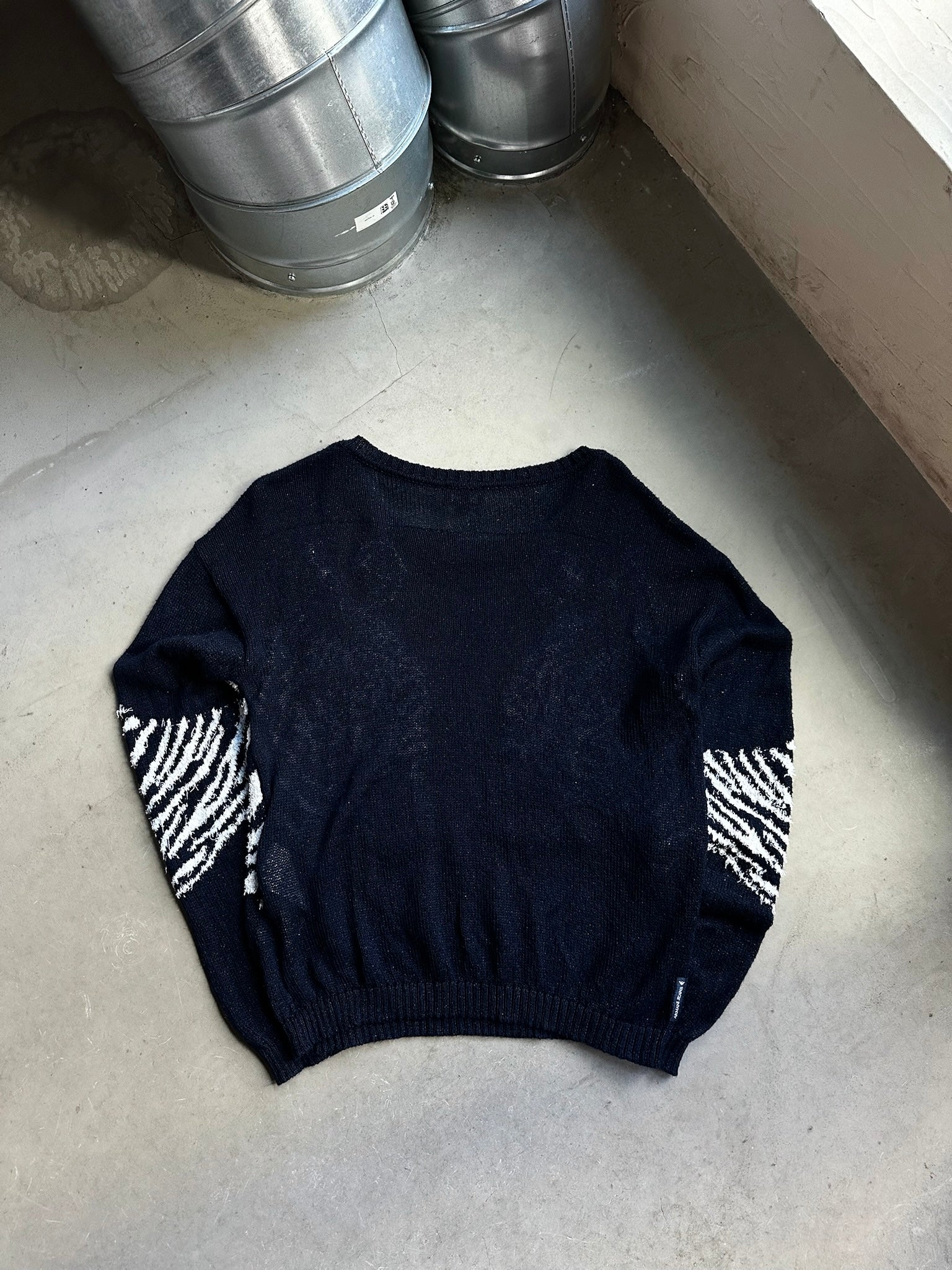 Vintage 2000s Armani Zebra Mirror Sweater Navy - S
