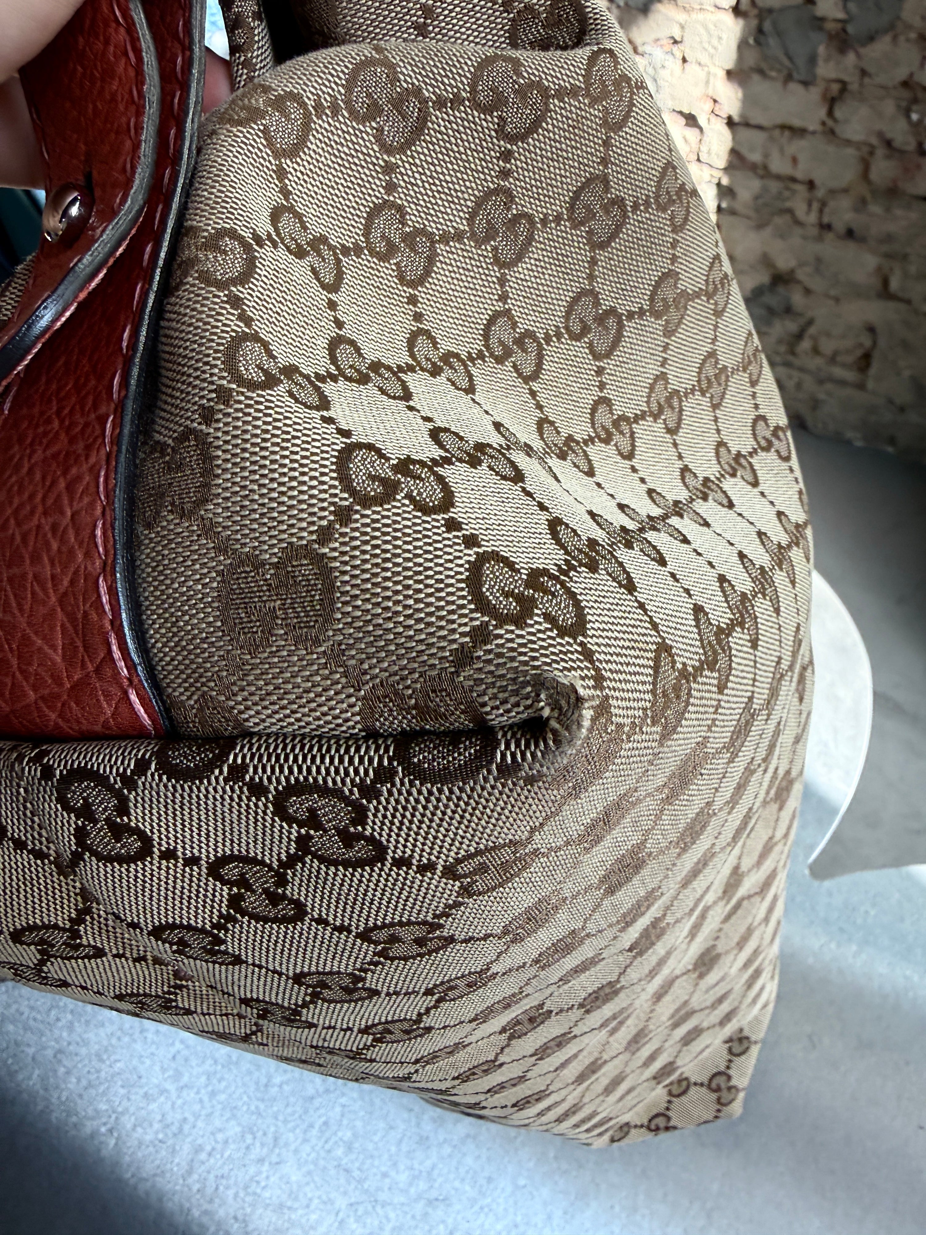 Vintage Gucci GG Bamboo Bar Shoulder Bag (Orange Braided Strap)