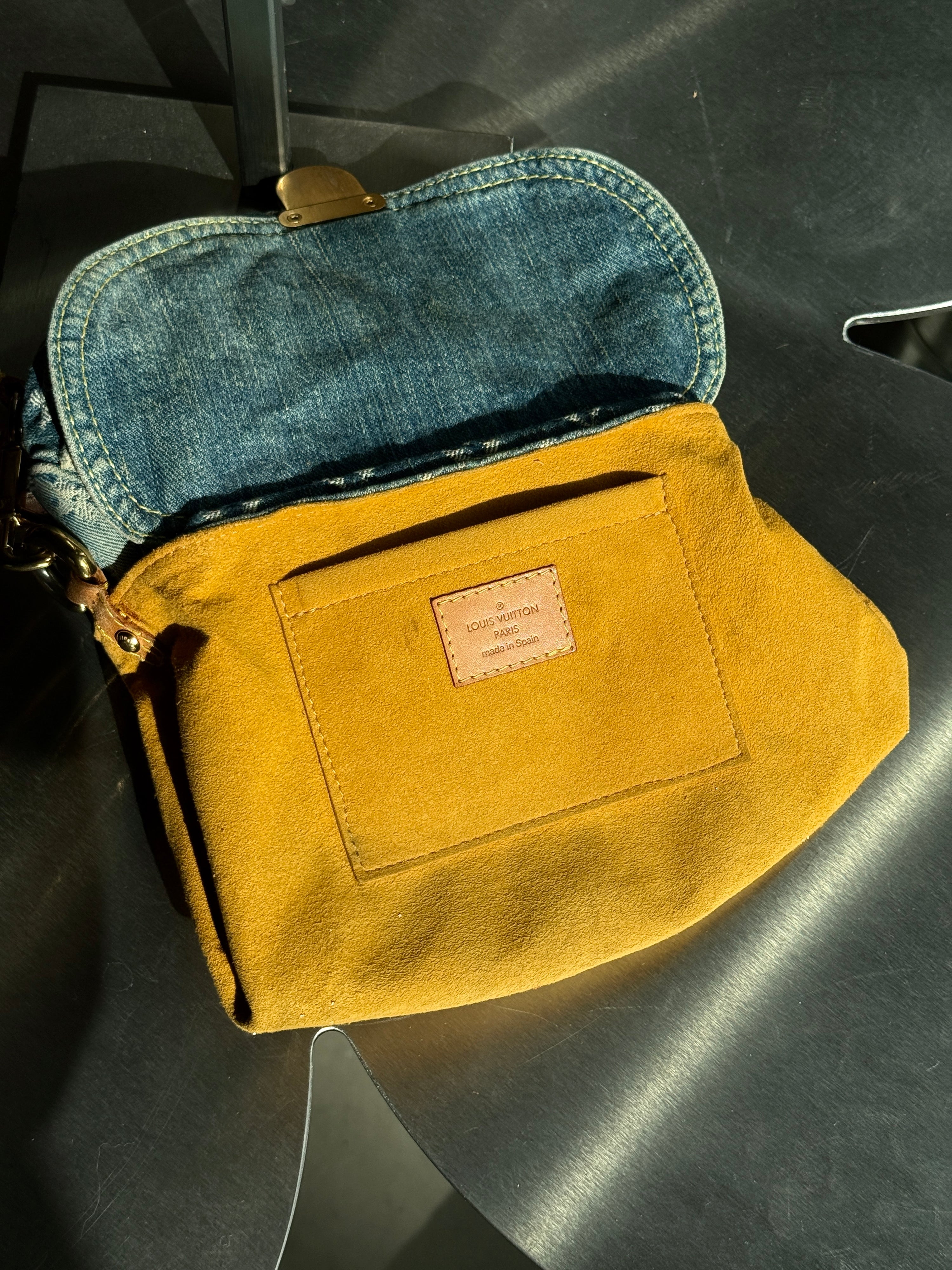 Vintage 2005 Louis Vuitton Denim Monogram Mini Pleaty Shoulder Bag (CA0075)