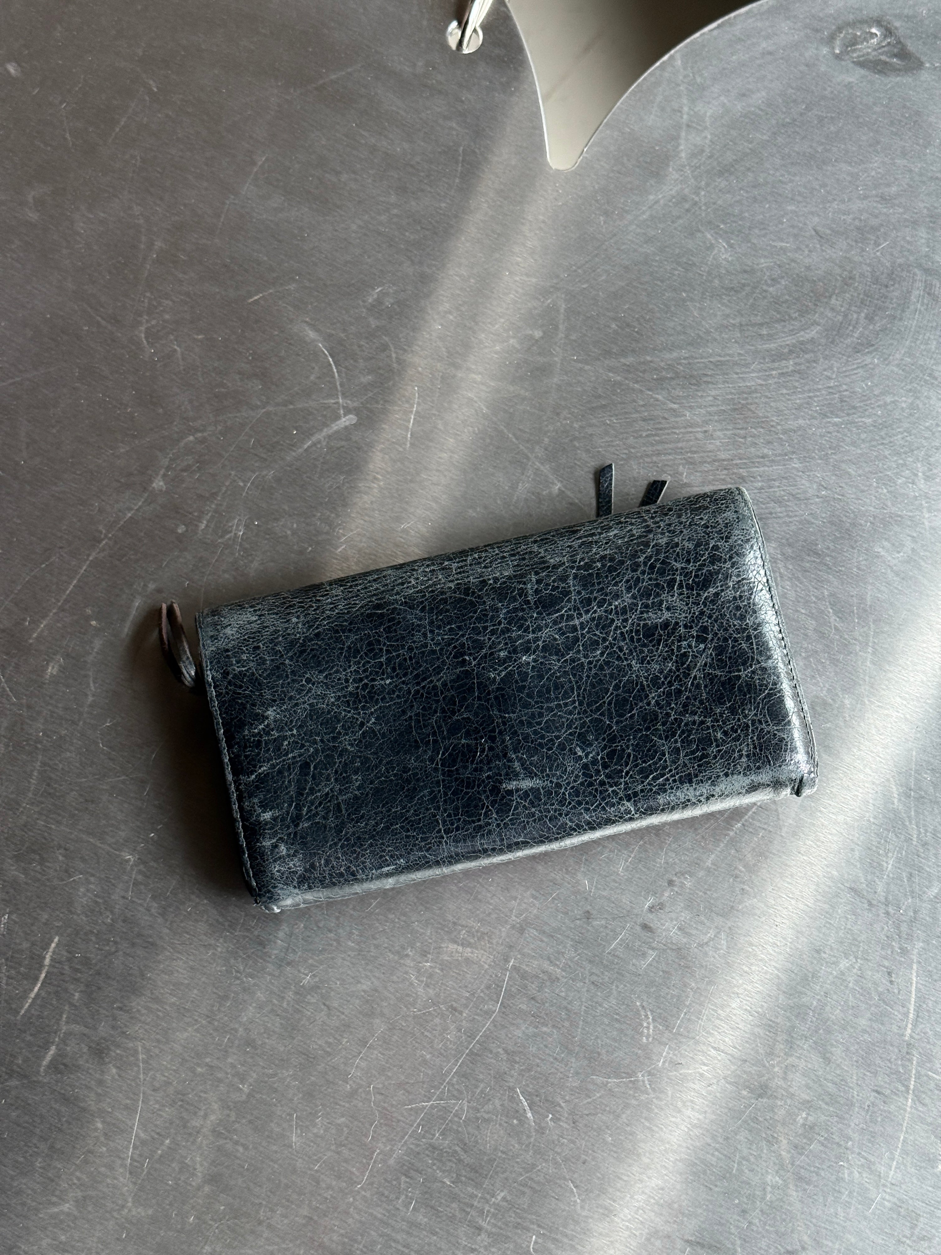 Vintage Balenciaga City Zip Around Long Wallet Black