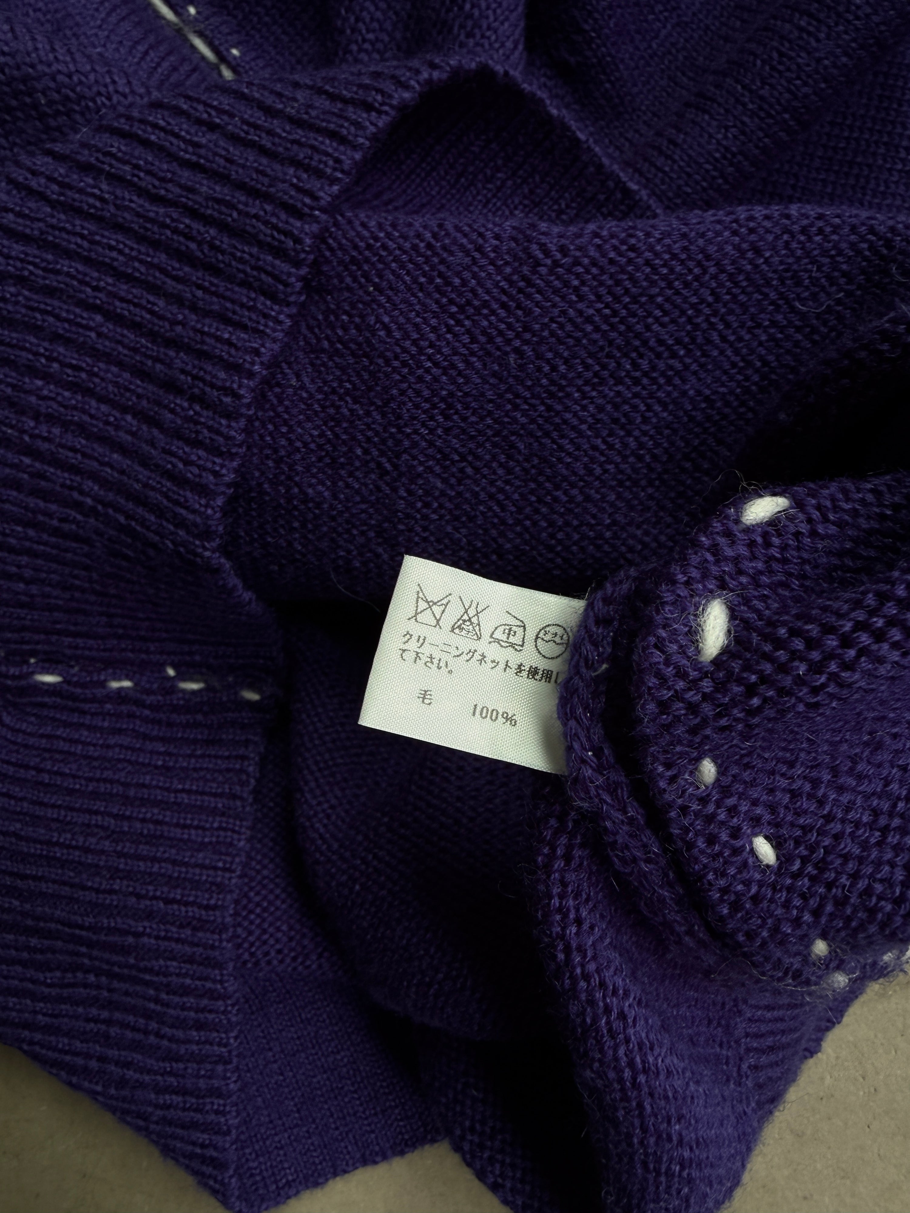 2000s Issey Miyake Men Contrast Stitch Wool Turtleneck Purple - M