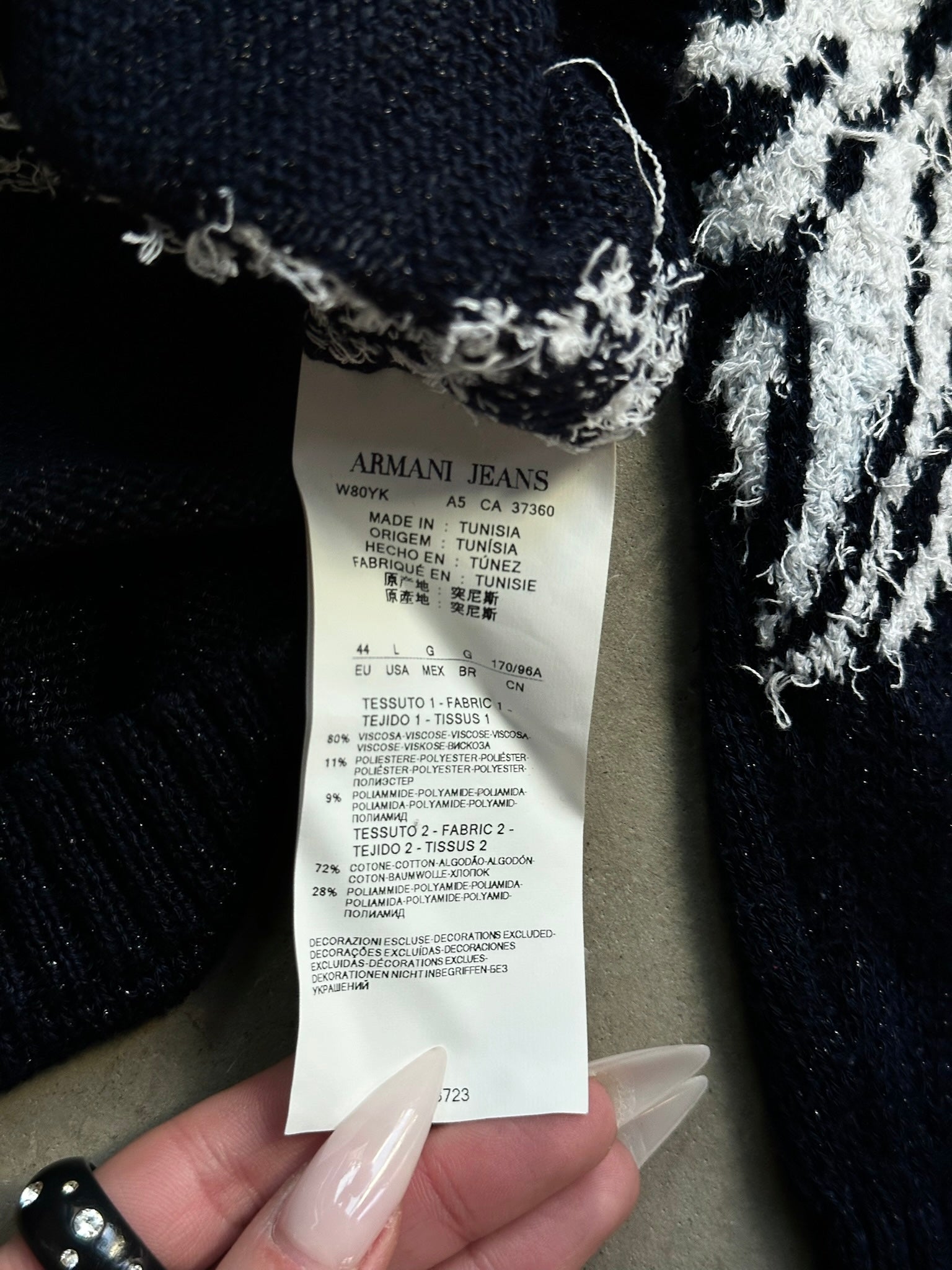 Vintage 2000s Armani Zebra Mirror Sweater Navy - S