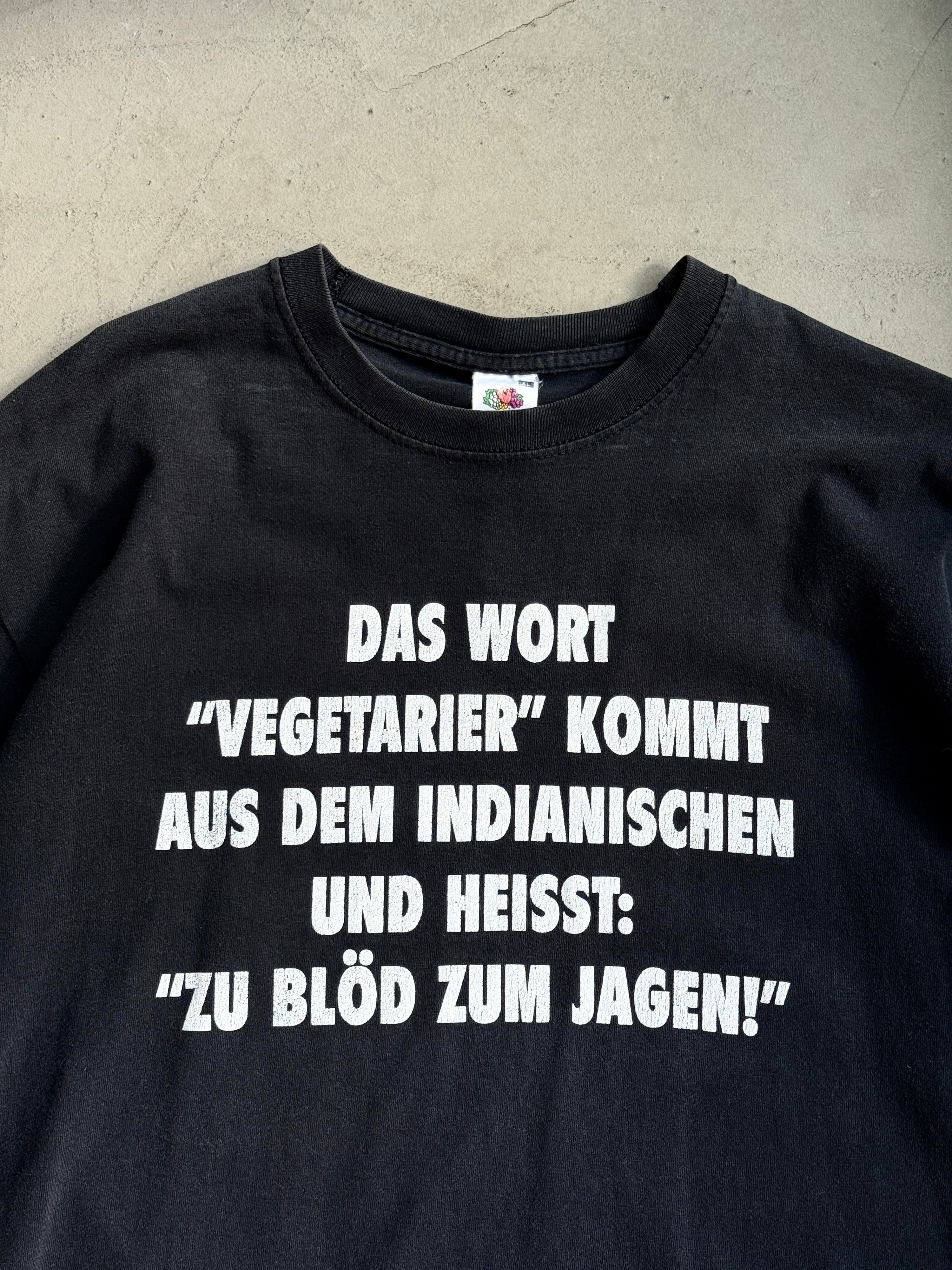 Vintage 2000s Faded “Vegetarier” Typography T-Shirt Black - L