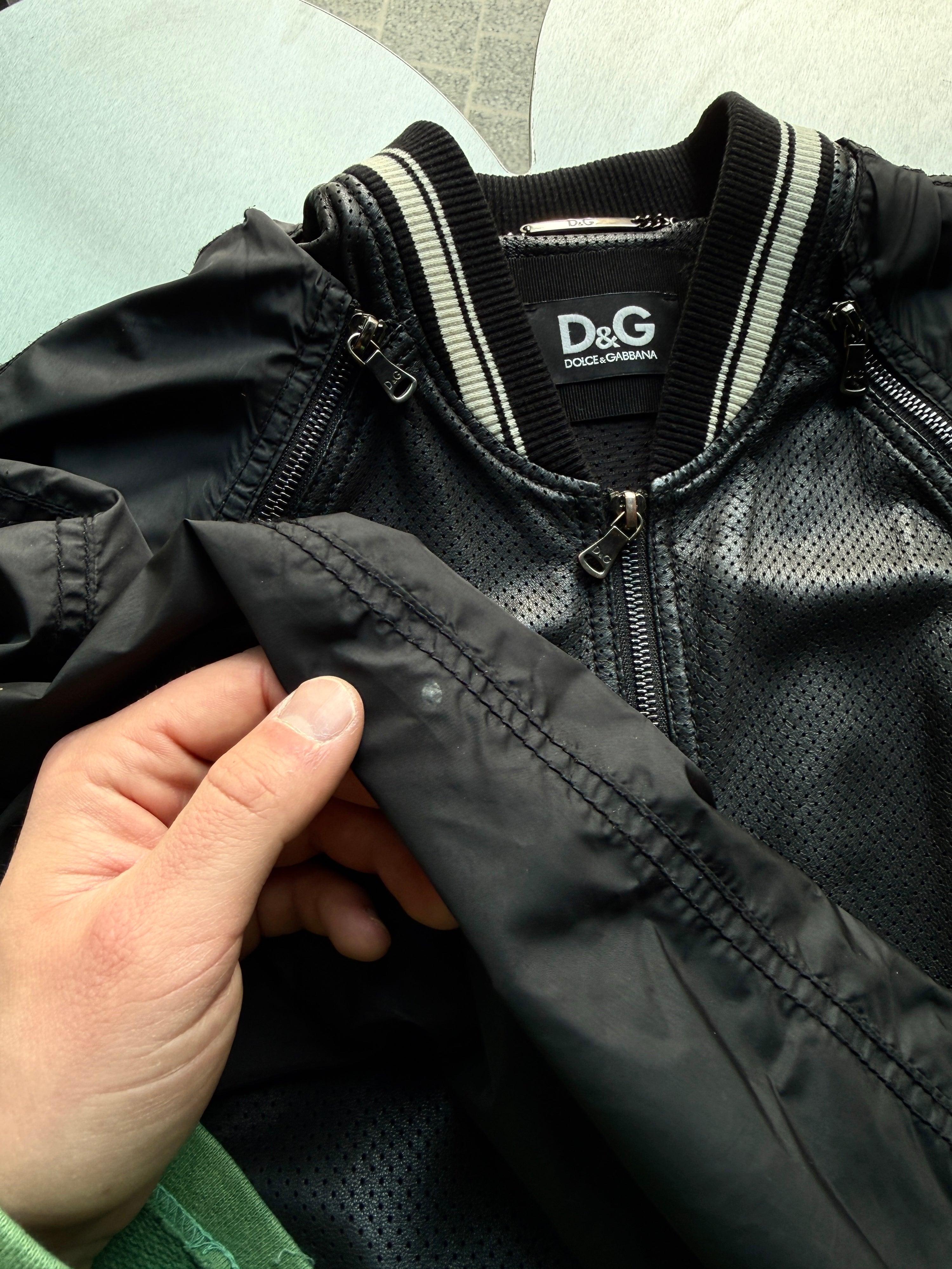 Vintage 2000s Dolce Gabbana “2 in 1” Leather Bomber Jacket Black - S