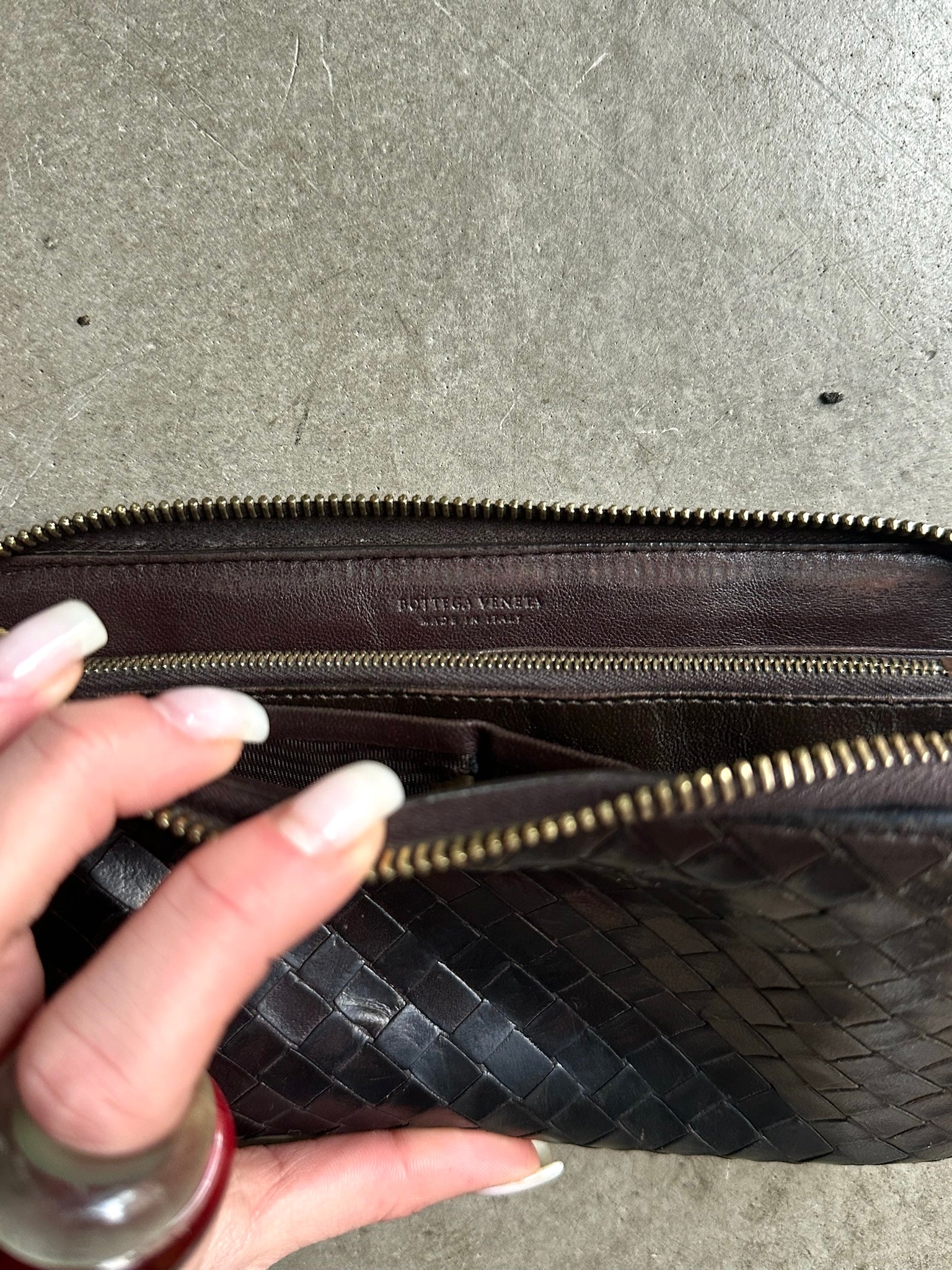Bottega Veneta Zip Around Leather Wallet
