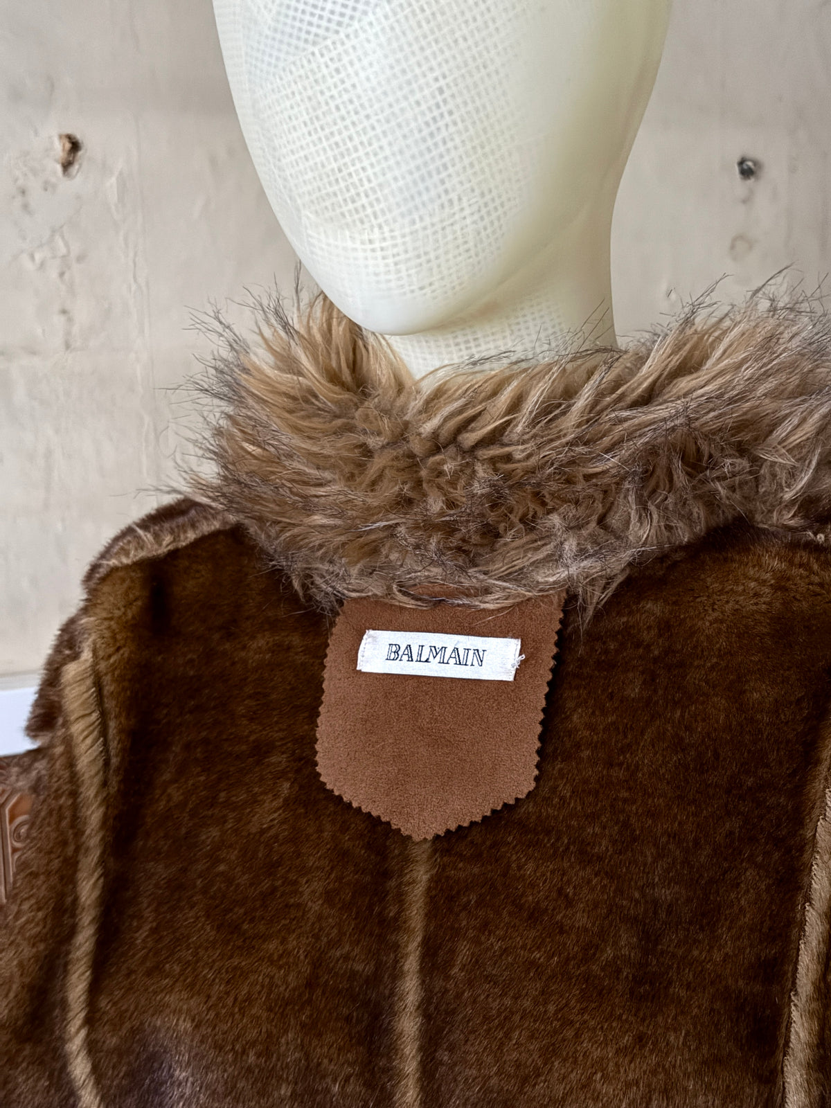 Vintage Balmain Faux Fur Brown Penny Lane Coat - XL
