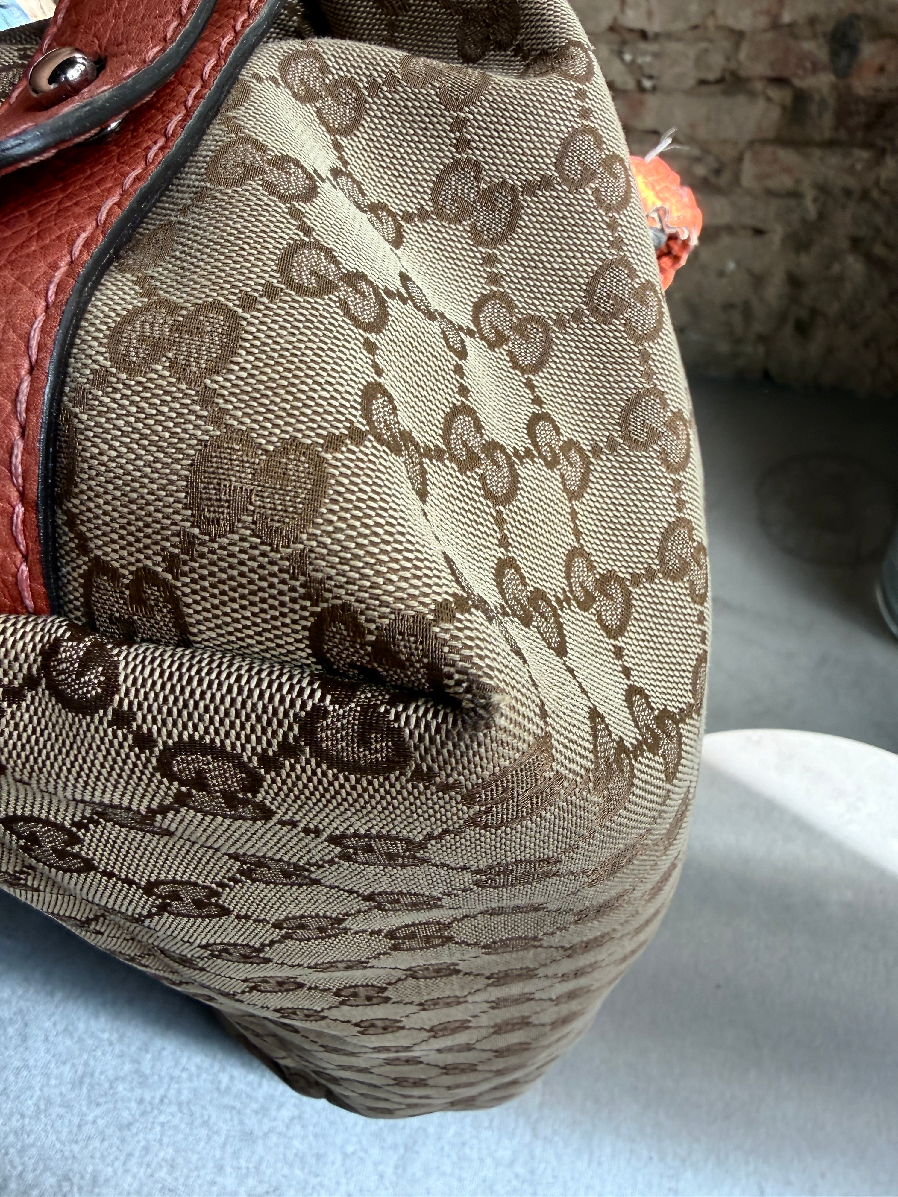 Vintage Gucci GG Bamboo Bar Shoulder Bag (Orange Braided Strap)