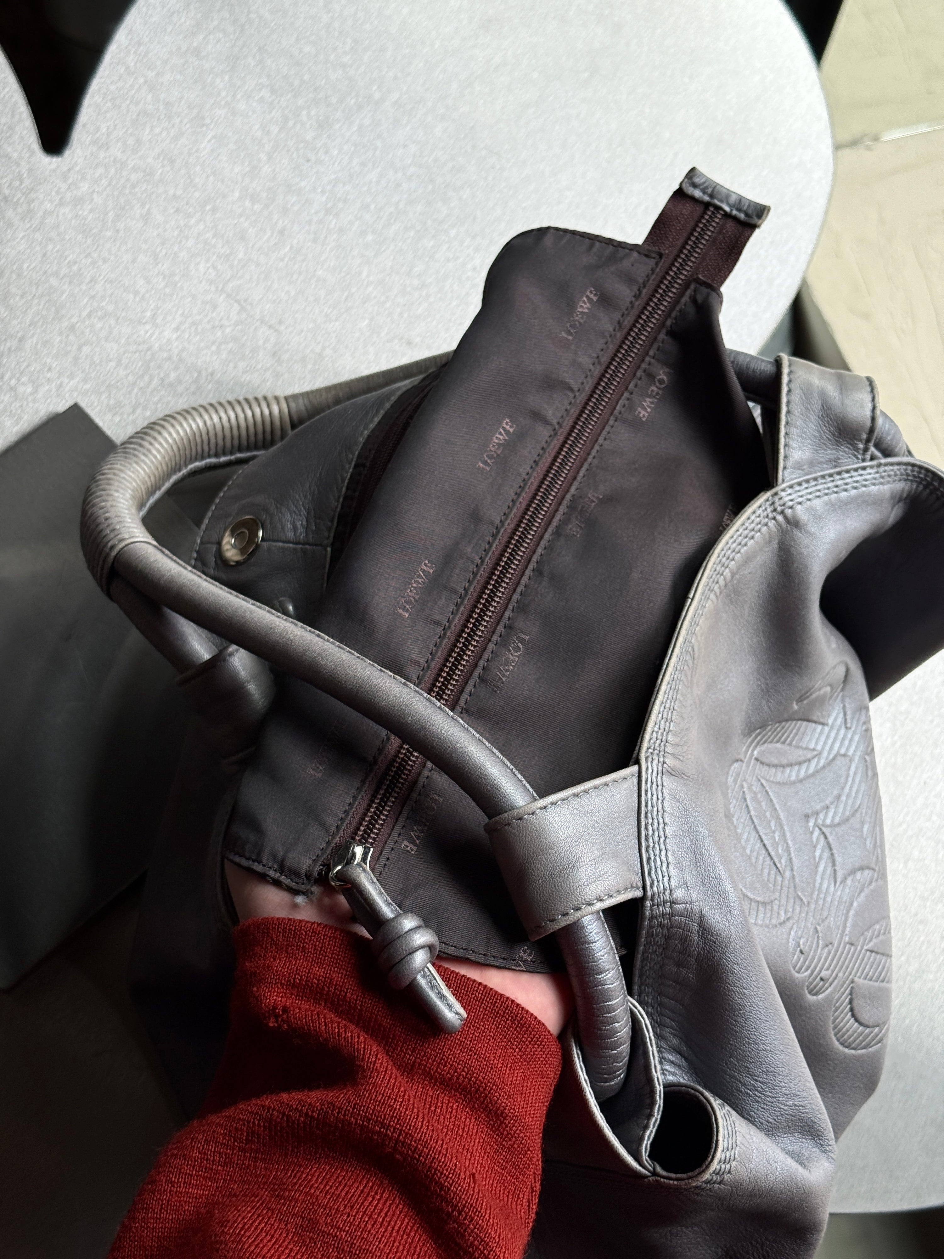 Loewe “Nappa Aire” Hobo Bag Metallic Grey