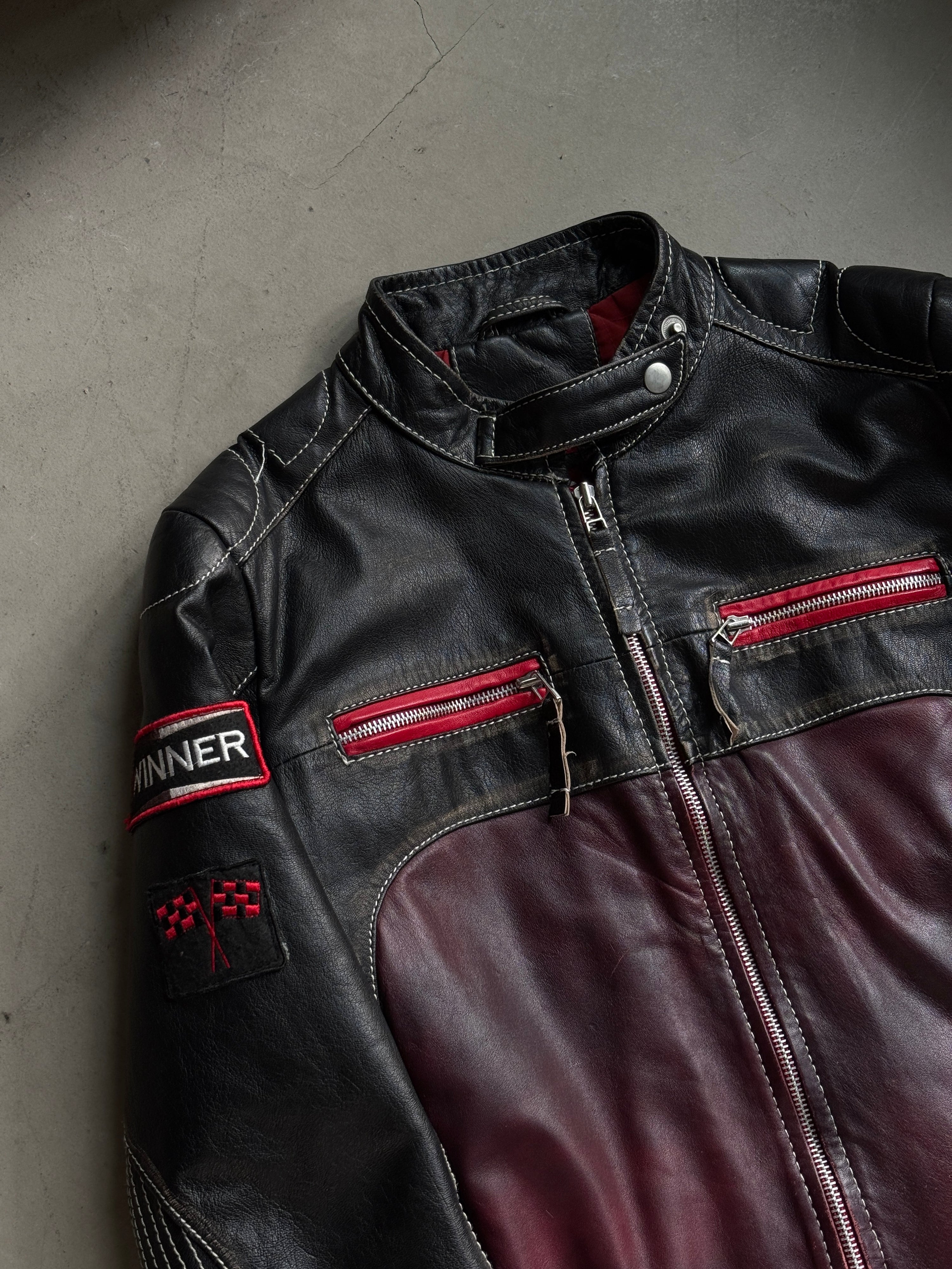 Vintage Mustang "MSD32" Biker Leather Jacket Black - S