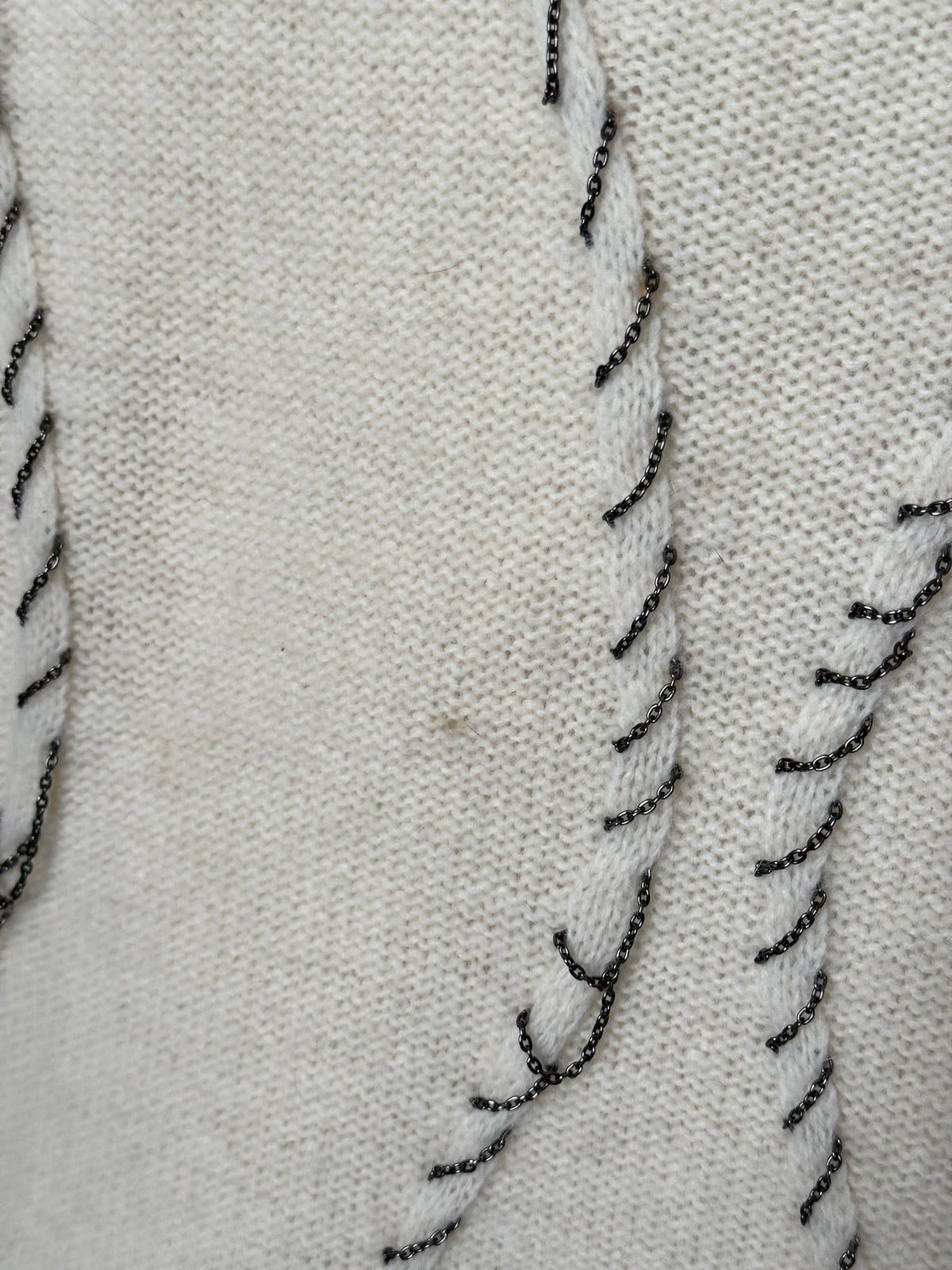 Vintage "Versace Jeans Couture" Cream  Whipstitch Chain Wool Turtleneck Knit - XS