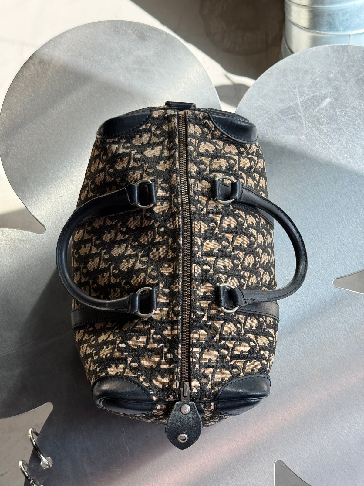 Vintage Dior Trotter Boston Bag Navy
