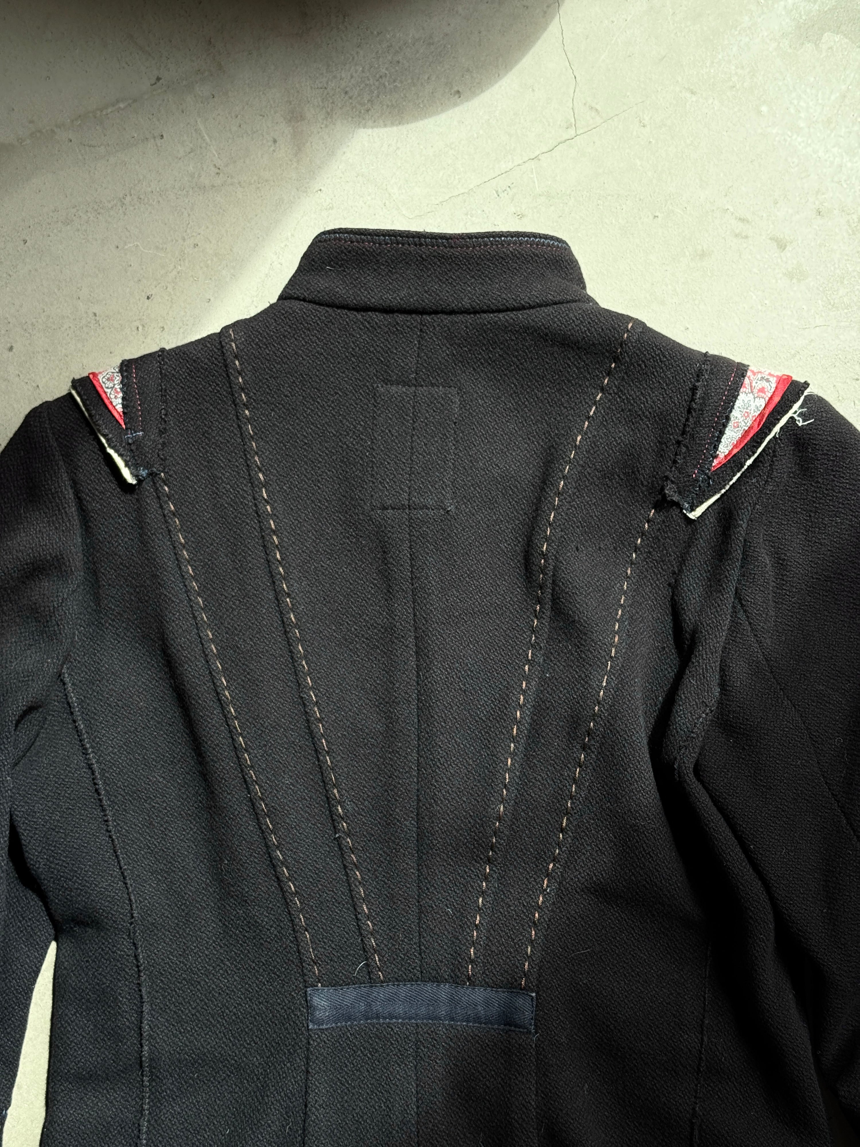 2000s Marithé + François Girbaud Asymmetrical Buttoned Black Officer Jacket - S
