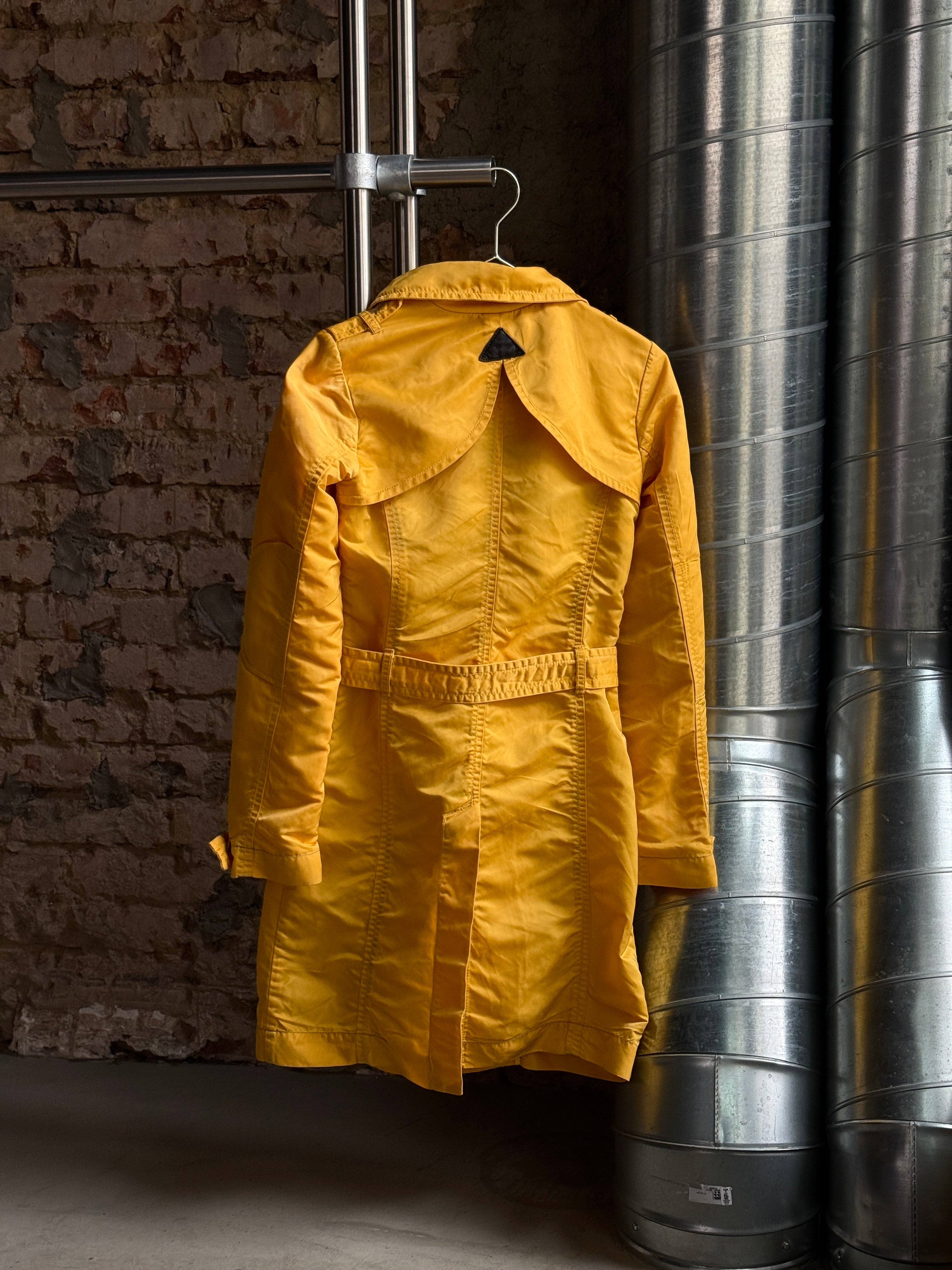 Vintage 2000s Miss Sixty Double Breasted Trench Coat Yellow - S