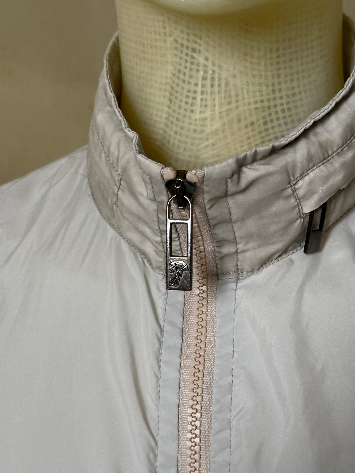 Vintage 2000s Versace Collection Light Grey Nylon Zip Up Jacket - M