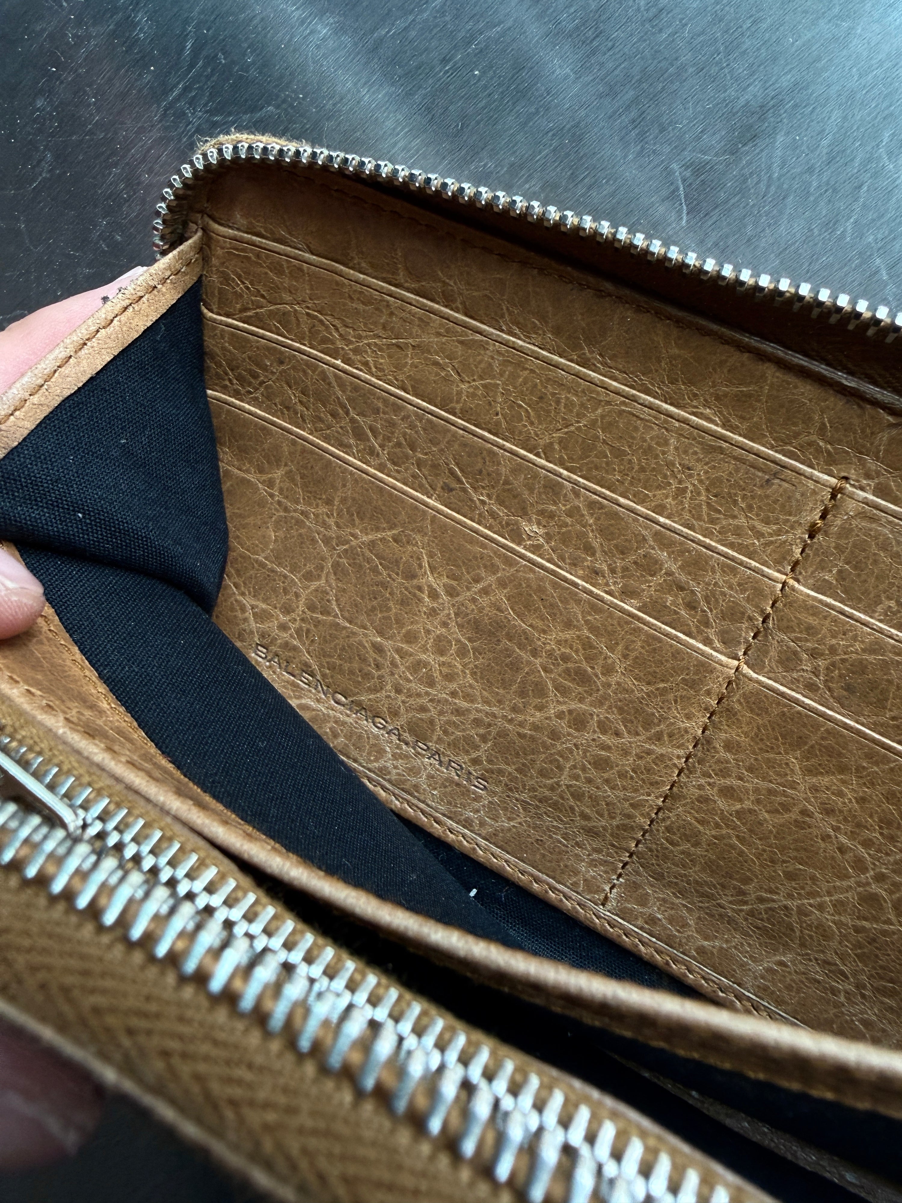Vintage Balenciaga City Zip Around Long Wallet Brown