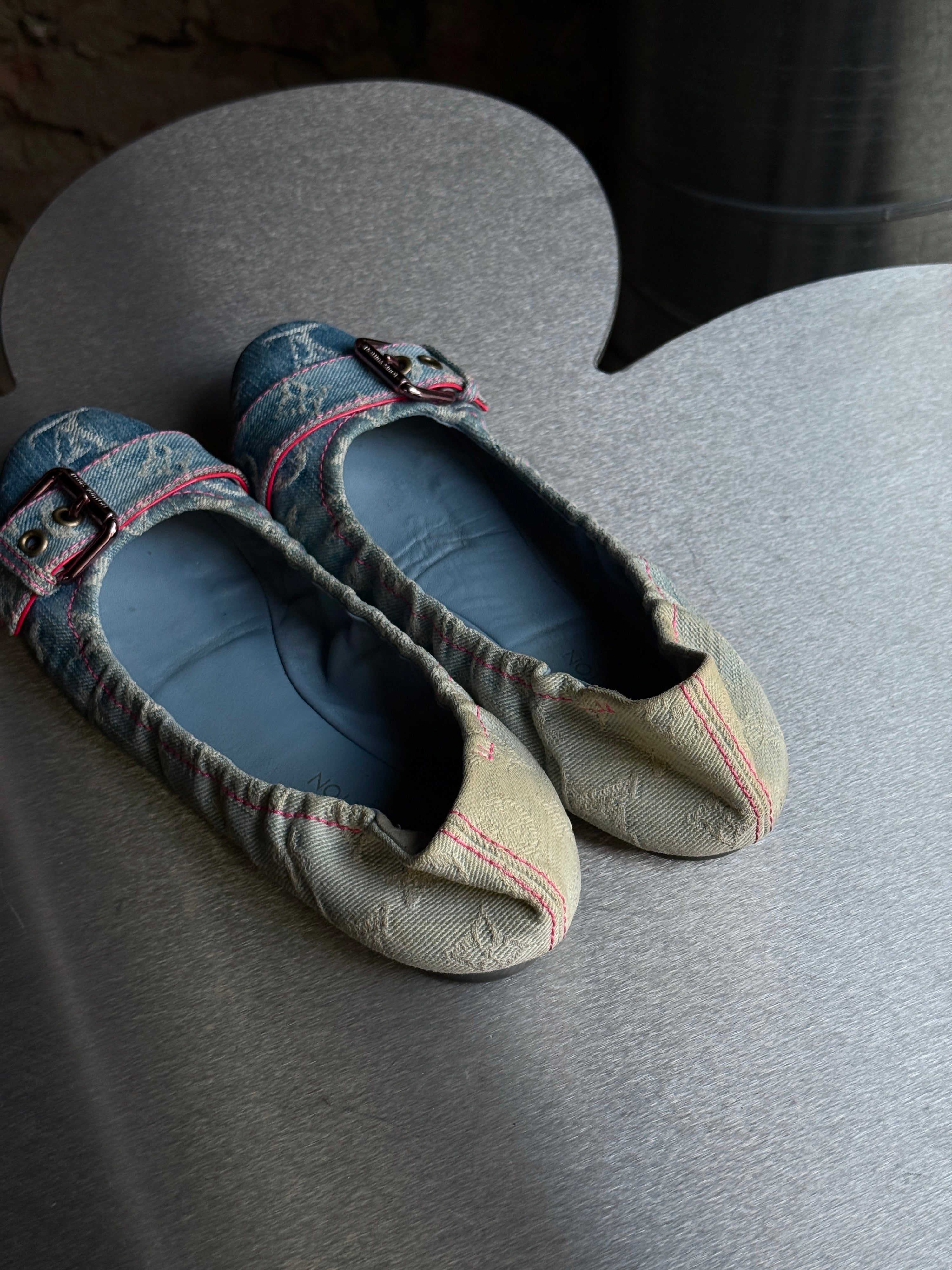 Louis Vuitton Blue Denim Ballet Flats (with Box) - EU 37.5