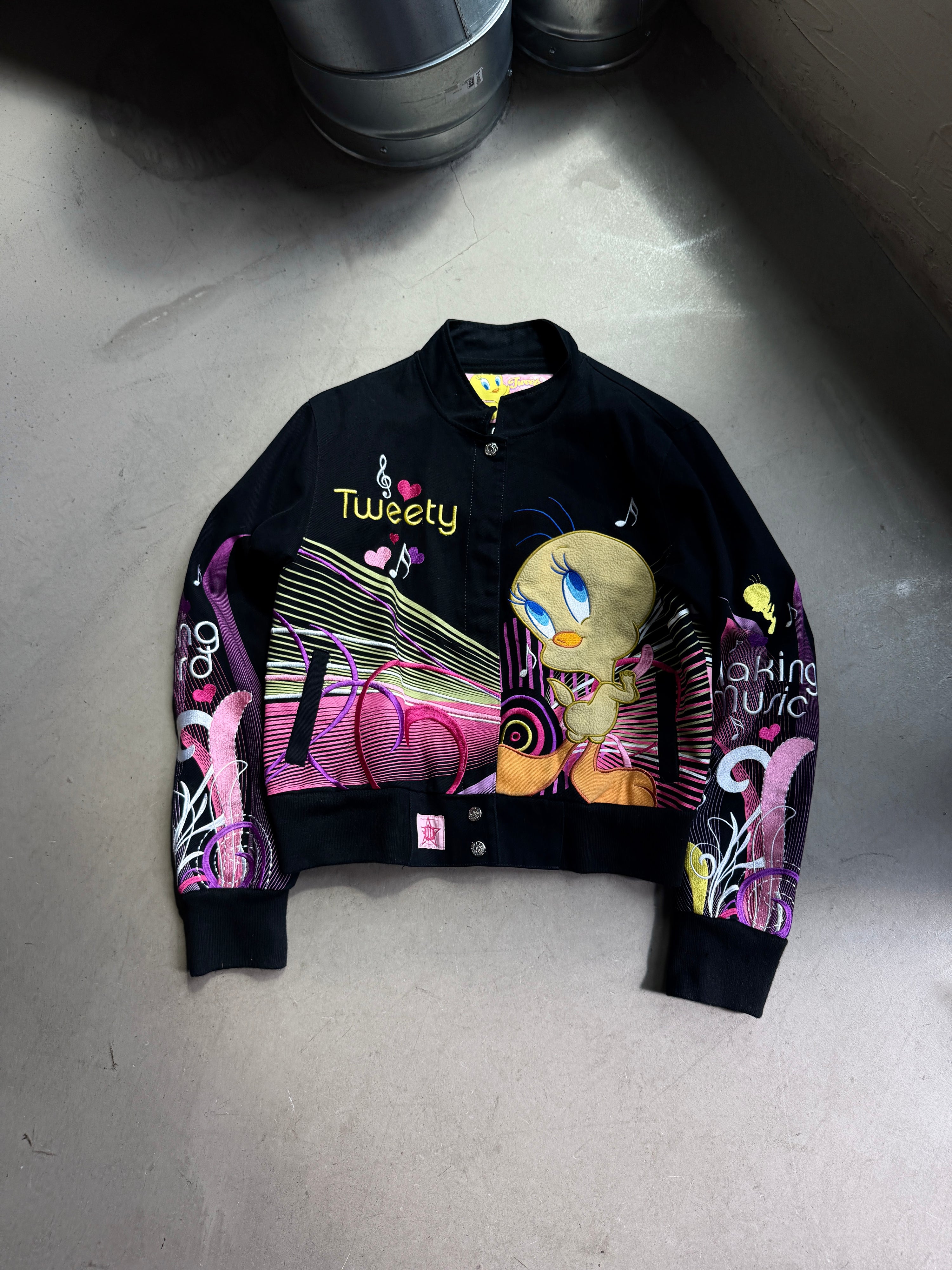 Vintage 2000s Jeff Hamilton Tweety Racing Jacket Black - S