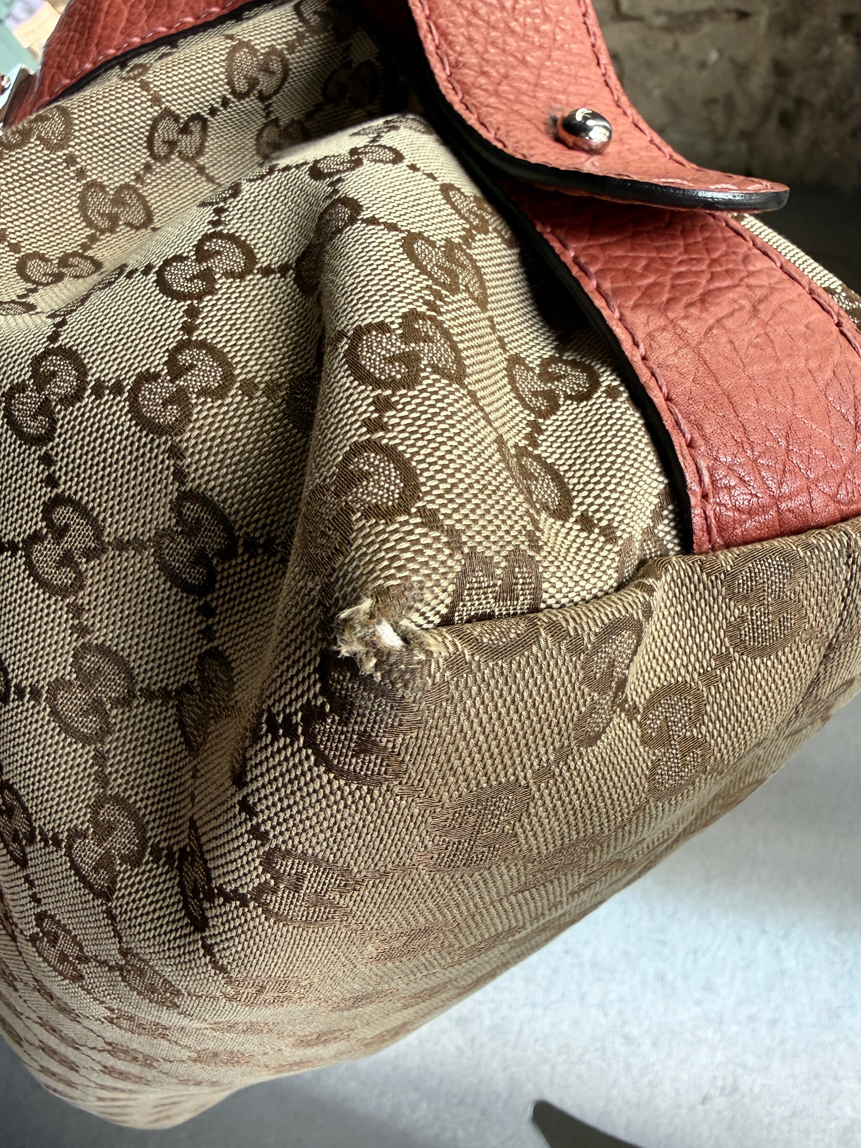 Vintage Gucci GG Bamboo Bar Shoulder Bag (Orange Braided Strap)