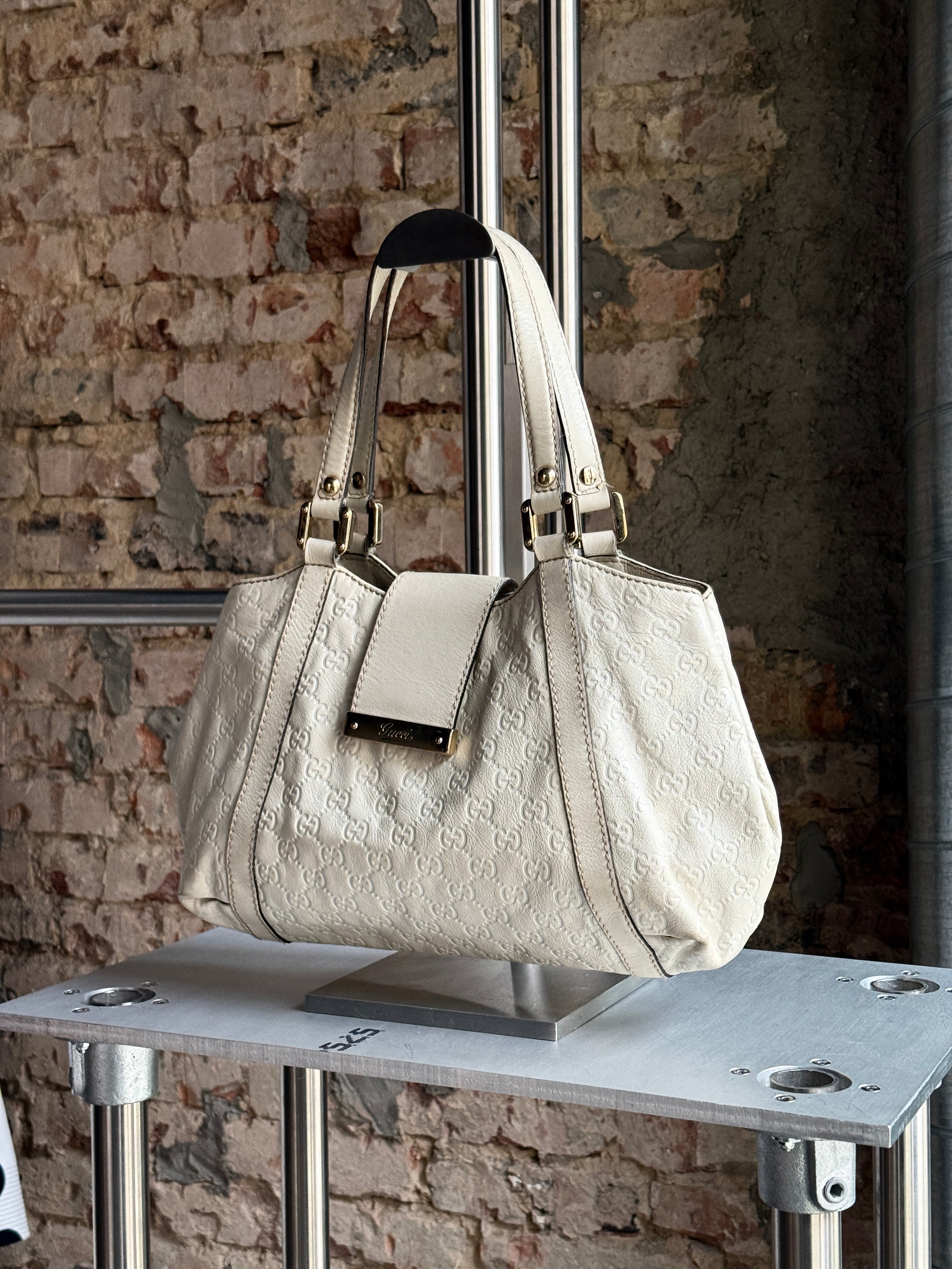 Gucci Guccissima Leather Tote Bag Cream